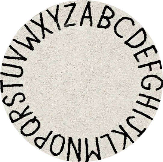 Kids ABCs Natural 5' Machine Washable Round Rug - Image 1