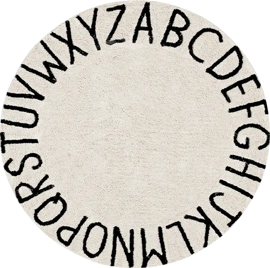 Kids ABCs Natural 5' Machine Washable Round Rug