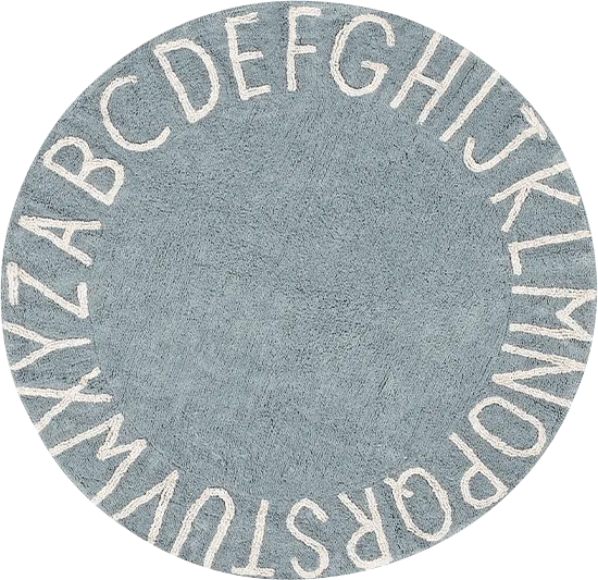 Kids ABCs Blue 5' Machine Washable Round Rug - Image 1