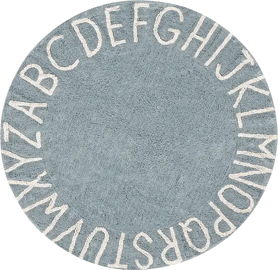 Kids ABCs Blue 5' Machine Washable Round Rug