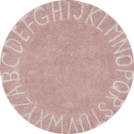 Kids ABC Natural/Nude 5' Machine Washable Round Rug - Image 1