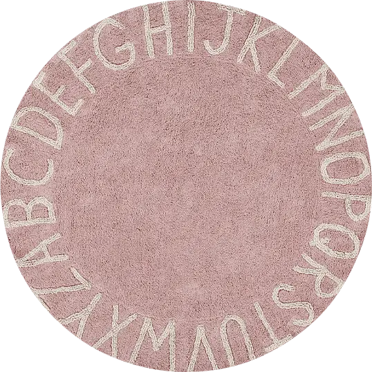 Kids ABC Natural/Nude 5' Machine Washable Round Rug