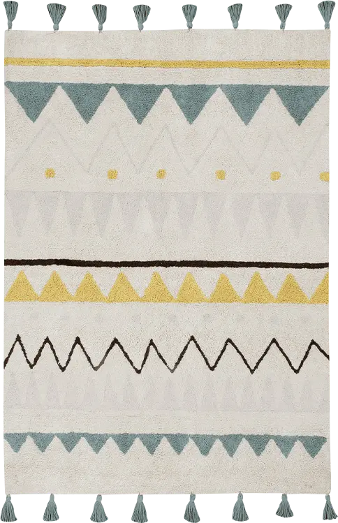 Kids Azteca Natural/Blue 4' x 5'3 Machine Washable Rug