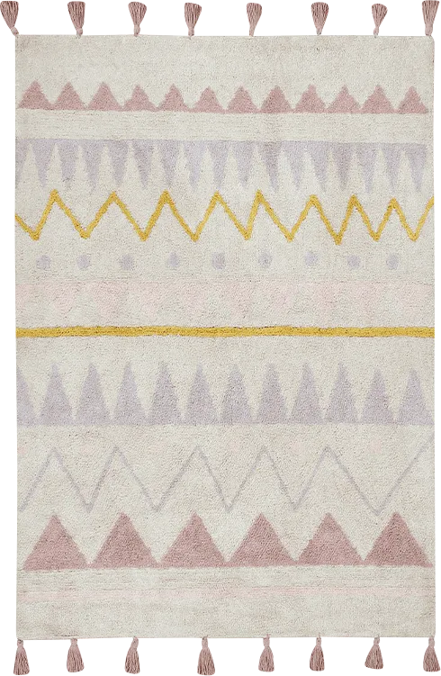 Kids Azteca Natural/Pink 4' x 5'3 Machine Washable Rug - Image 1