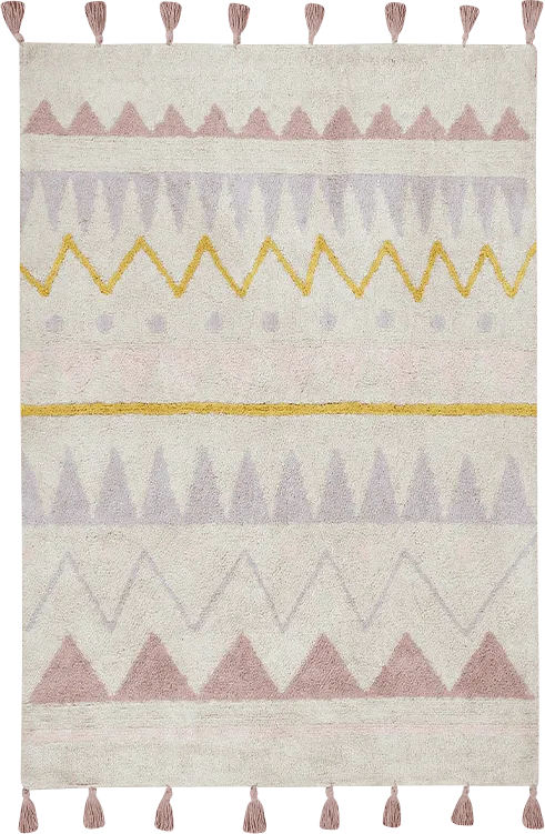 Kids Azteca Natural/Pink 4'7 x 6'7 Machine Washable Rug - Thumbnail - Image 1