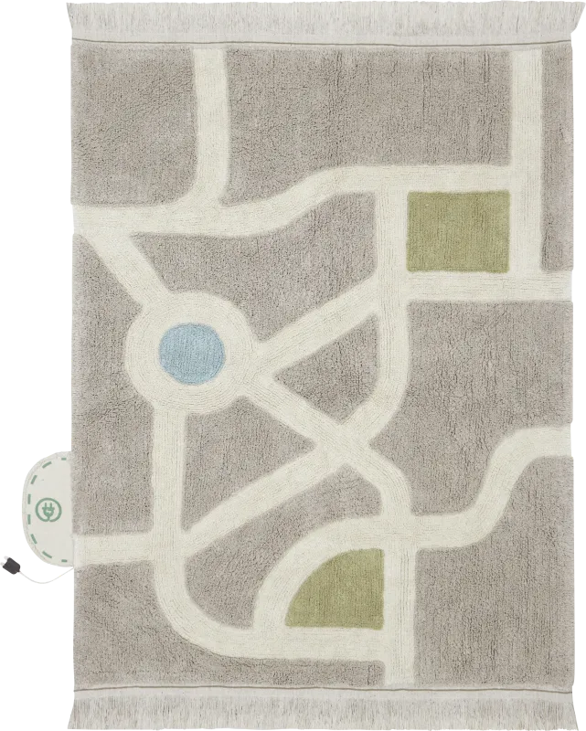 Kids Eco-City Beige 6'7 x 9'10 Machine Washable Rug