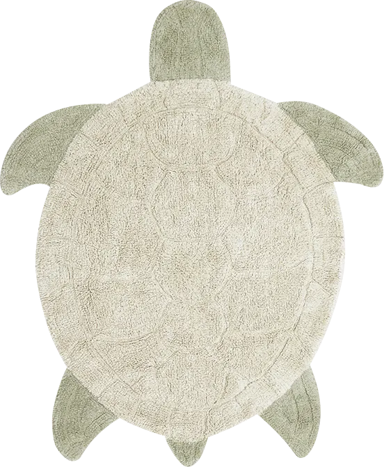 Kids Sea Turtle Olive 3'6 x 4'3 Machine Washable Rug - Image 1
