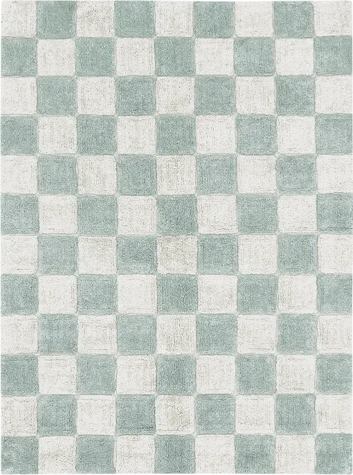 Kids Kitchen Tiles Blue/Sage 4' x 5'3 Machine Washable Rug - Thumbnail - Image 1