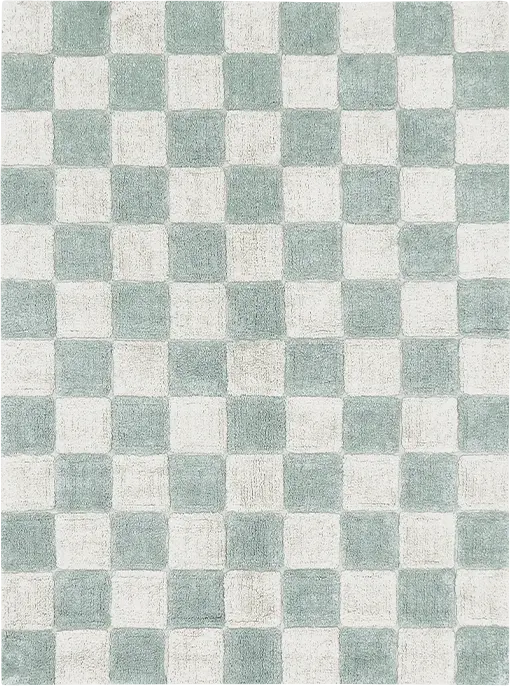 Kids Kitchen Tiles Blue/Sage 4' x 5'3 Machine Washable Rug