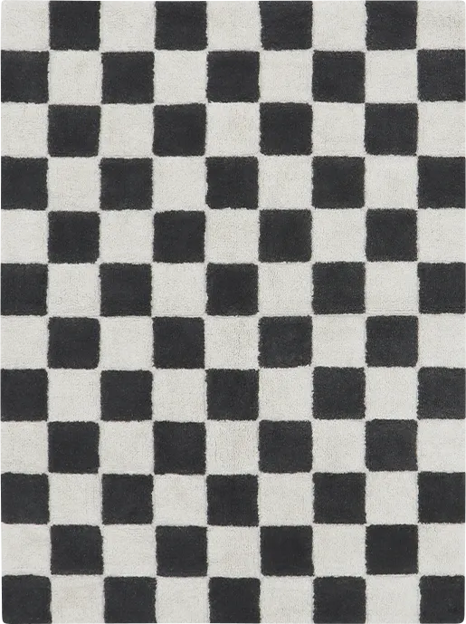 Kids Kitchen Tiles Dark Gray 4' x 5'3 Machine Washable Rug - Image 1
