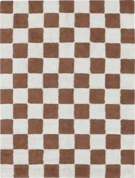 Kids Kitchen Tiles Brown 4' x 5'3 Machine Washable Rug