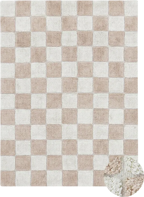 Kids Kitchen Tiles Natural/Rose 4' x 5'3 Machine Washable Rug - Thumbnail - Image 1