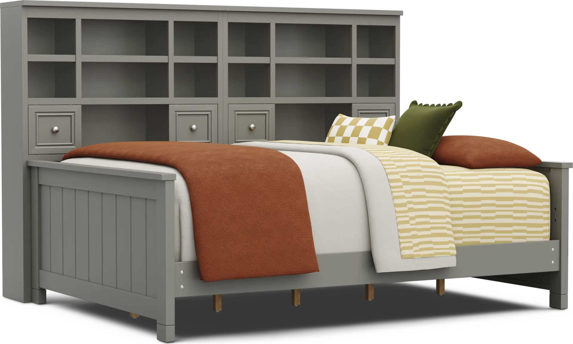 Kids Cottage Colors 2.0 Gray Full Bookcase Wall Bed