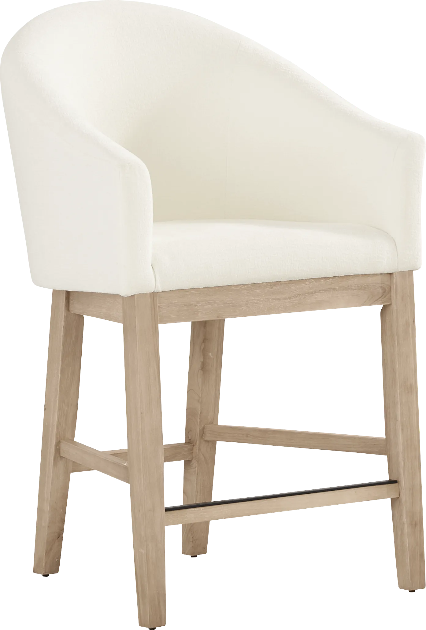 Kendall White Counter Height Stool with Natural Legs - Thumbnail - Image 1