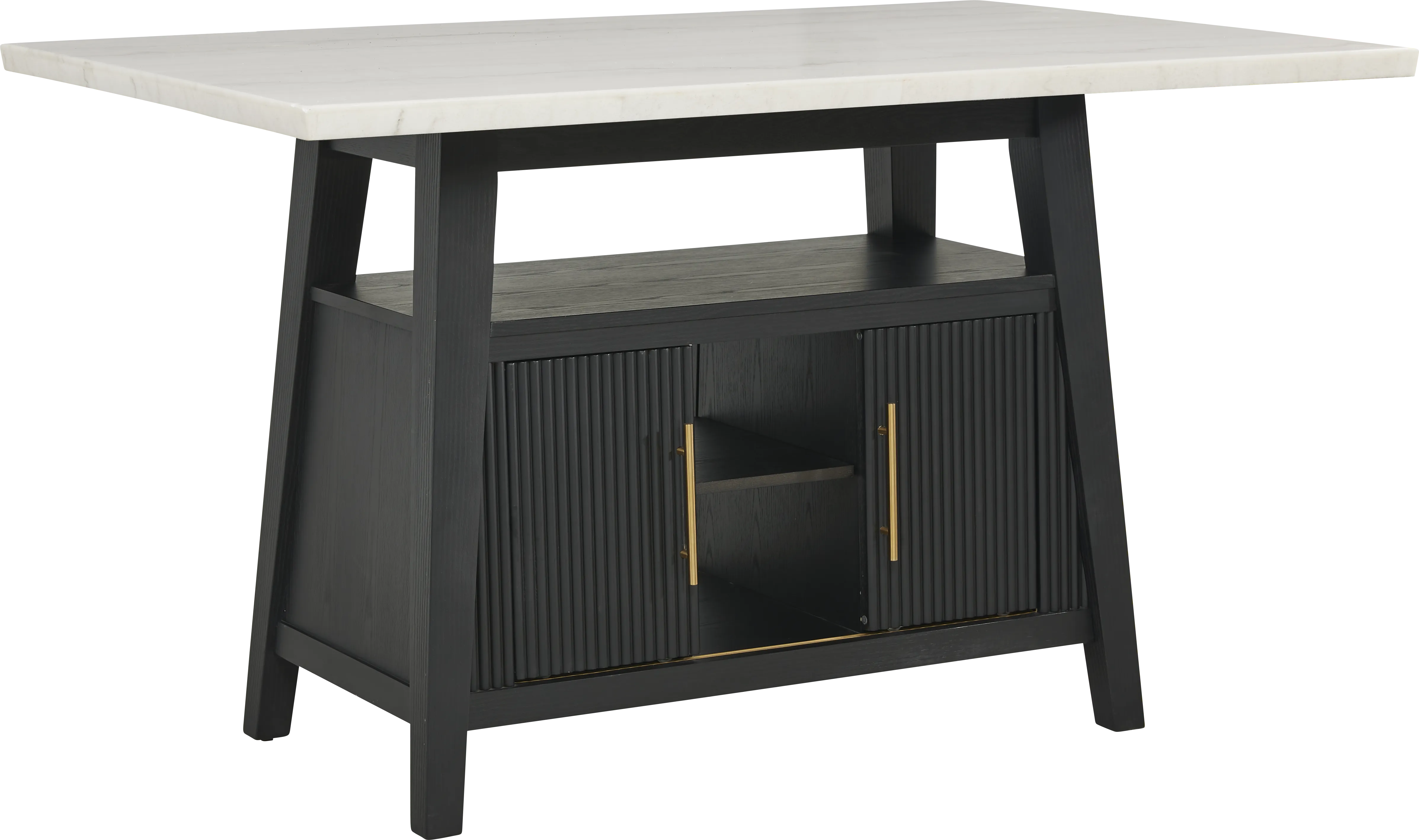 Viola Black 5 Pc Counter Height Marble Top Dining Room - Thumbnail - Image 2