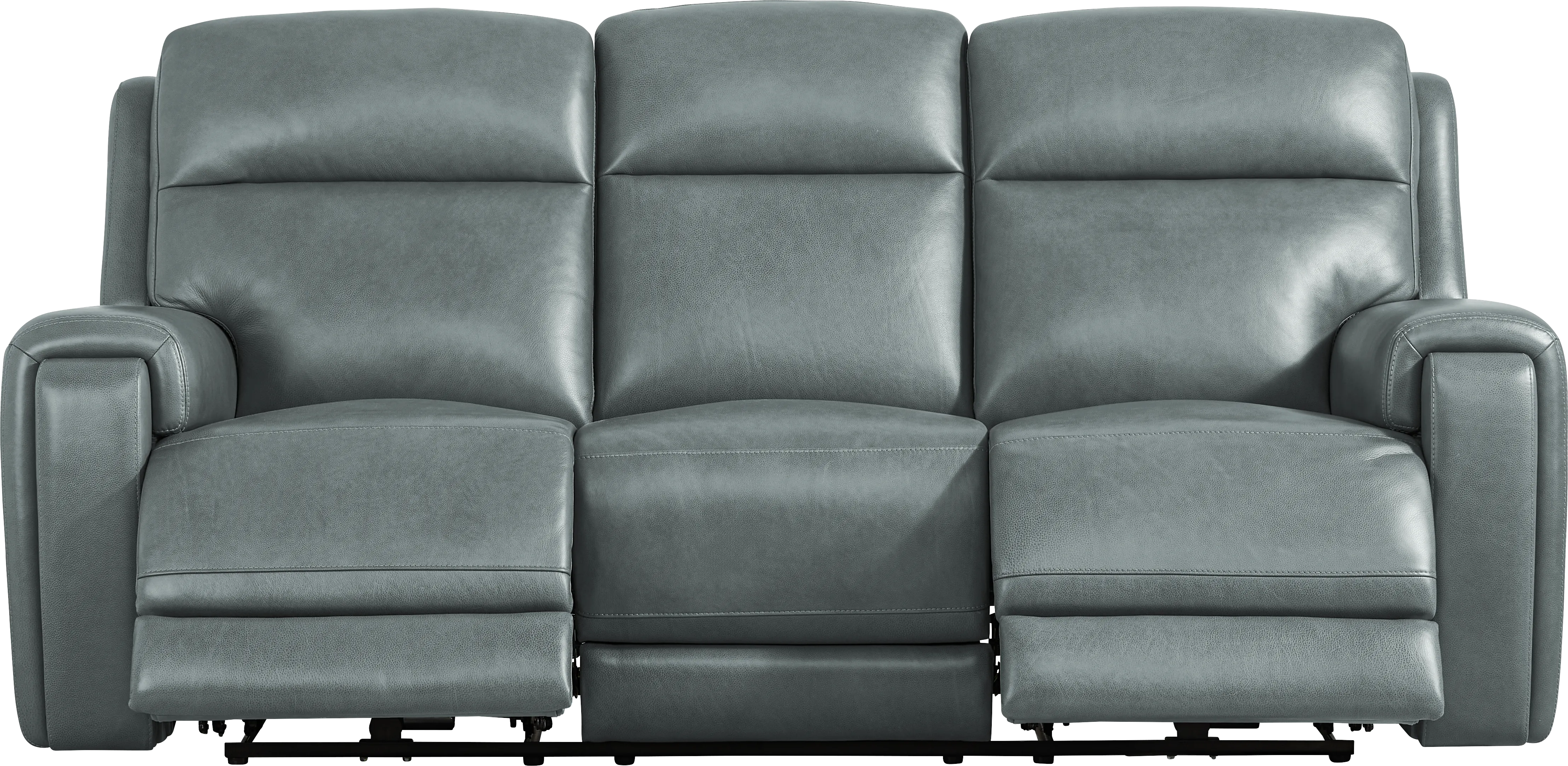Genesis Blue Leather 2 Pc Dual Power Reclining Living Room - Image 2