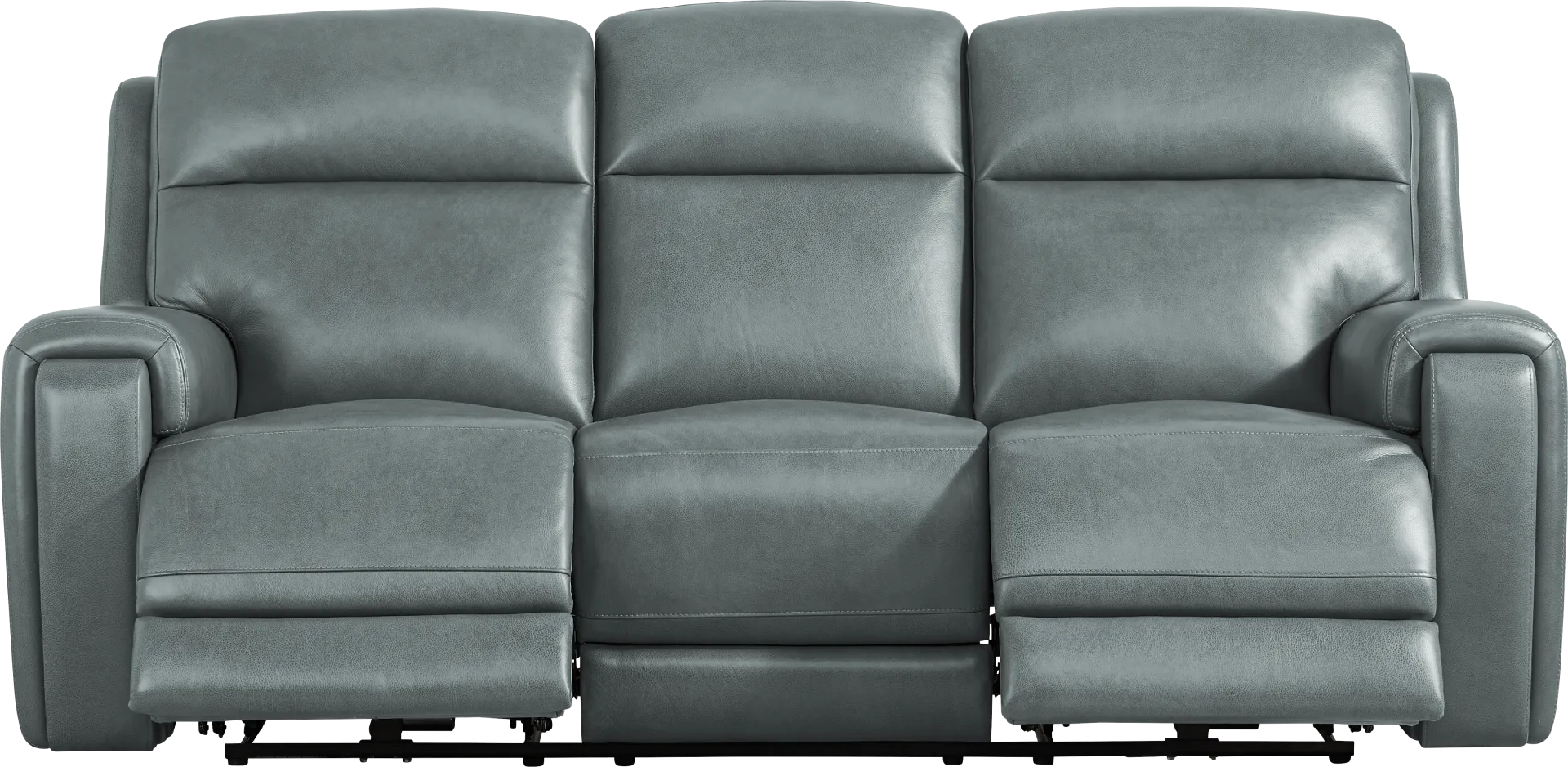 Genesis Blue Leather 2 Pc Reclining Living Room with Dual Power Reclining Sofa - Image 2