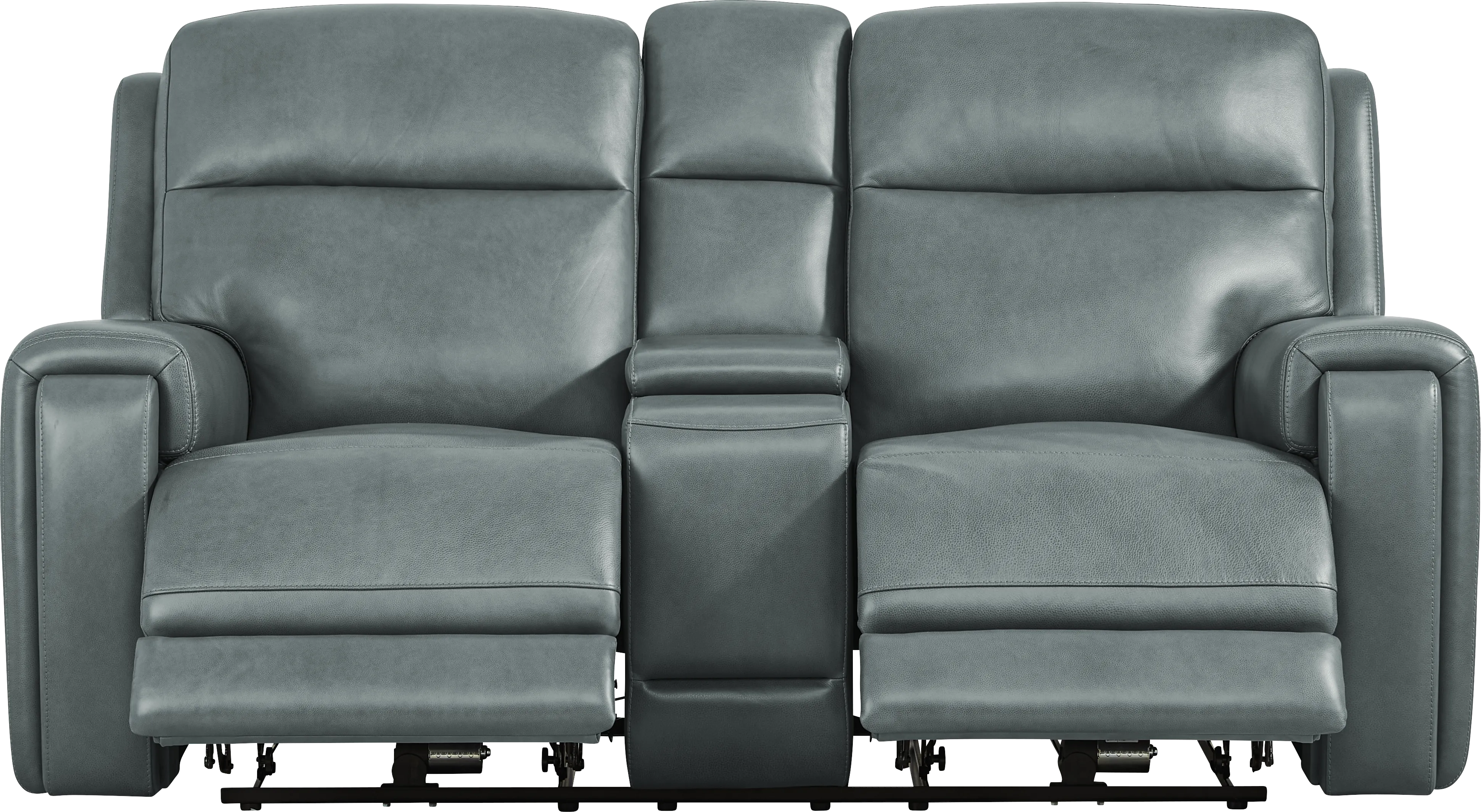 Genesis Blue Leather 2 Pc Dual Power Reclining Living Room - Image 6
