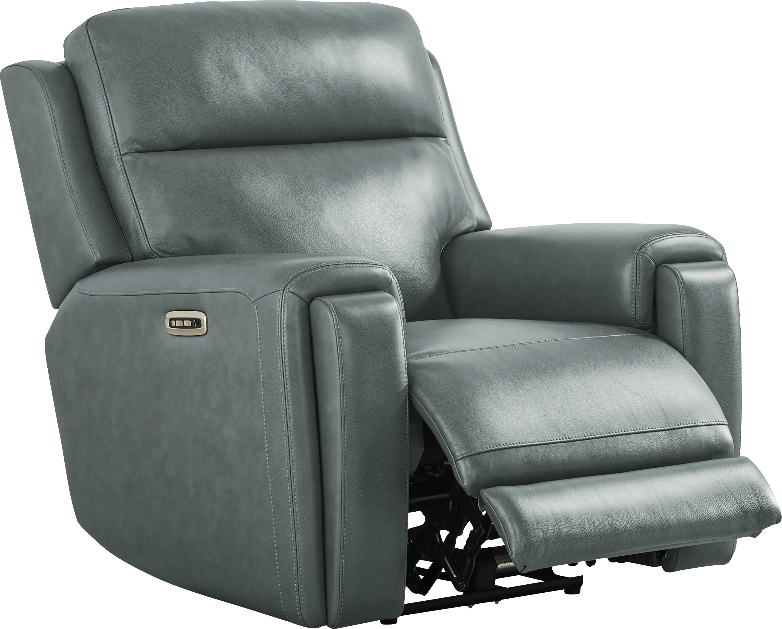 Genesis Blue Leather Dual Power Recliner - Image 1