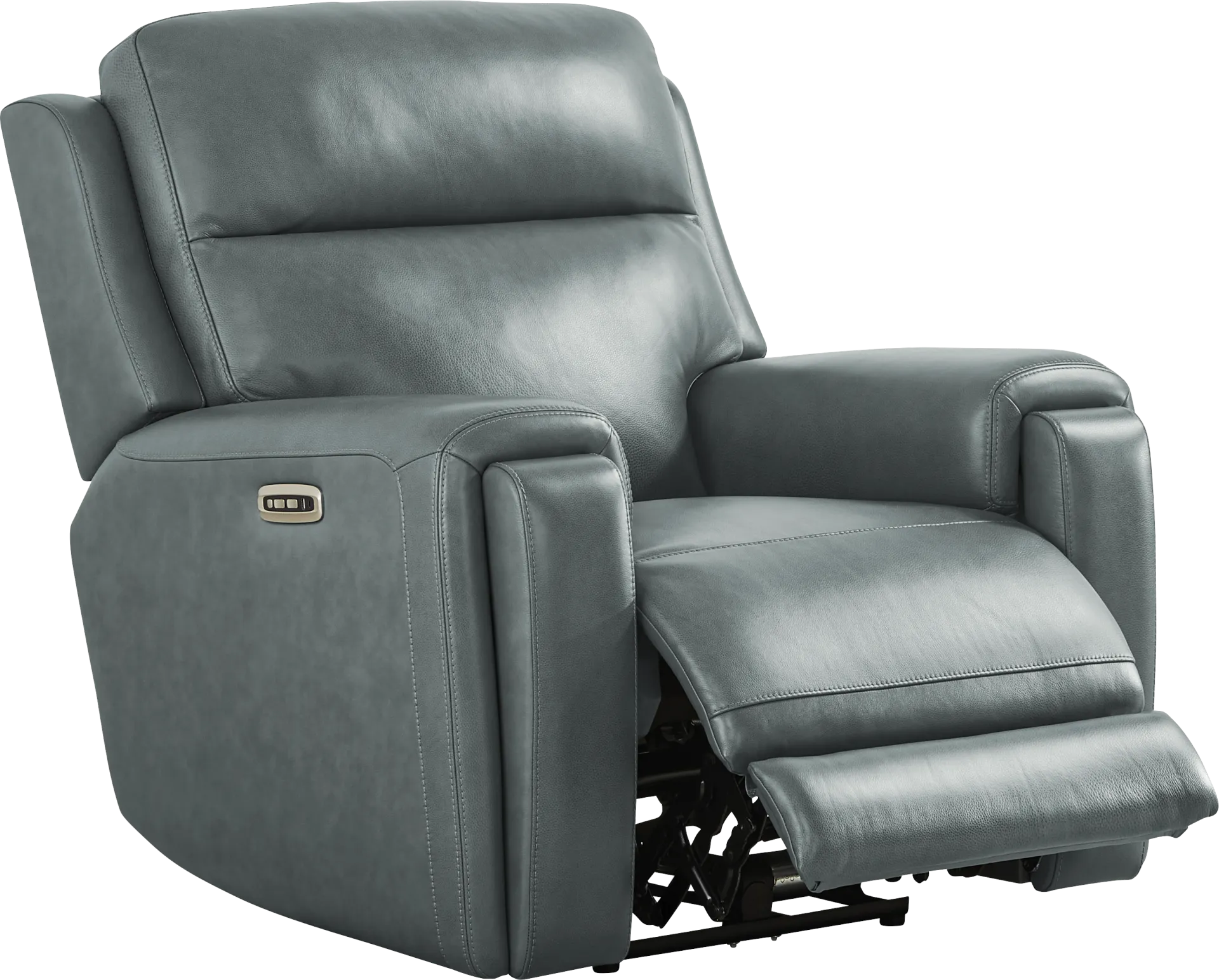 Genesis Blue Leather Dual Power Recliner - Image 1