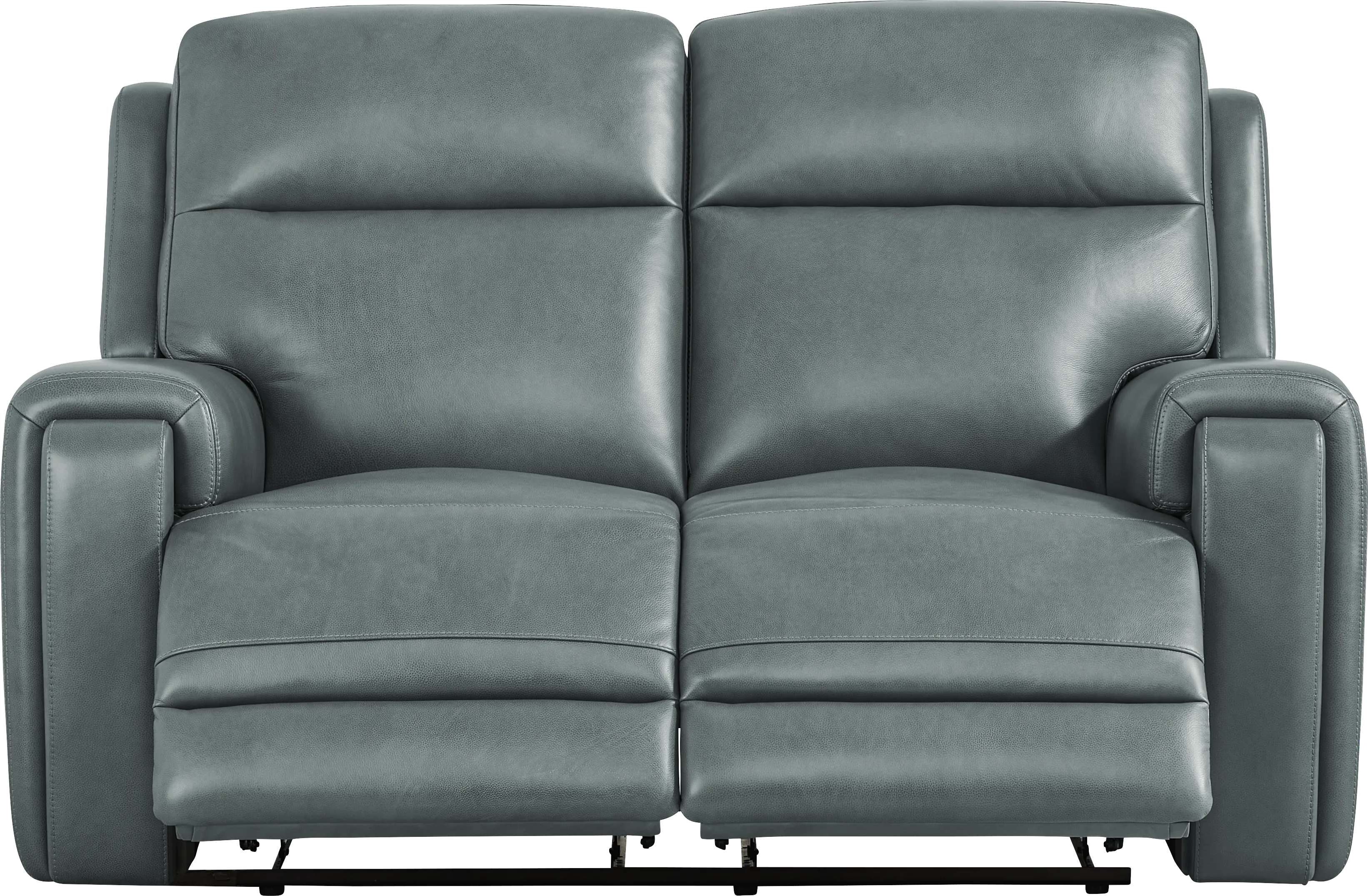 Genesis Blue Leather 2 Pc Reclining Living Room with Dual Power Reclining Sofa - Image 6