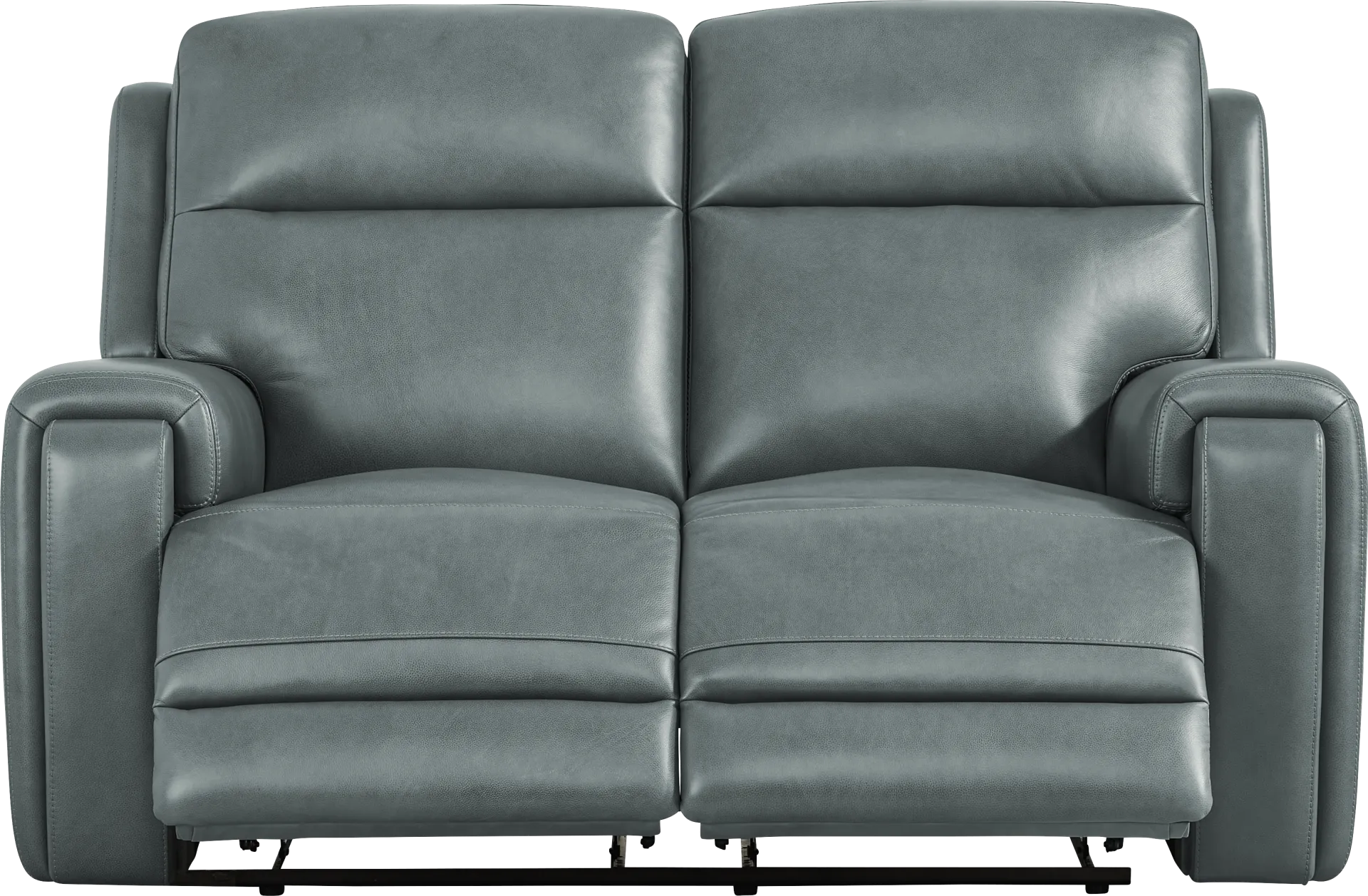 Genesis Blue Leather Non-Power Reclining Loveseat - Image 1