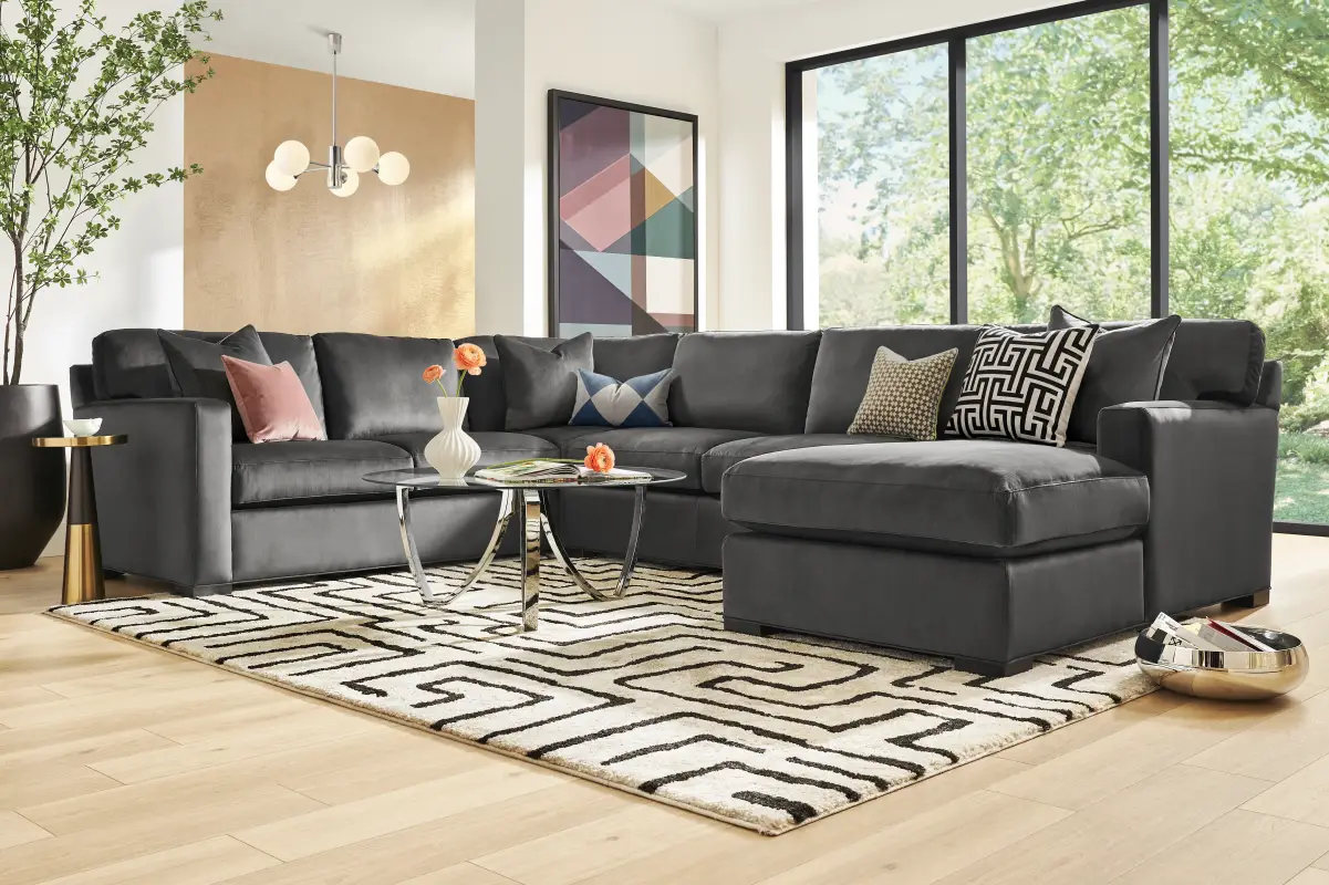 Harmonie Gunmetal 3 Pc Gel Foam Sleeper Sectional