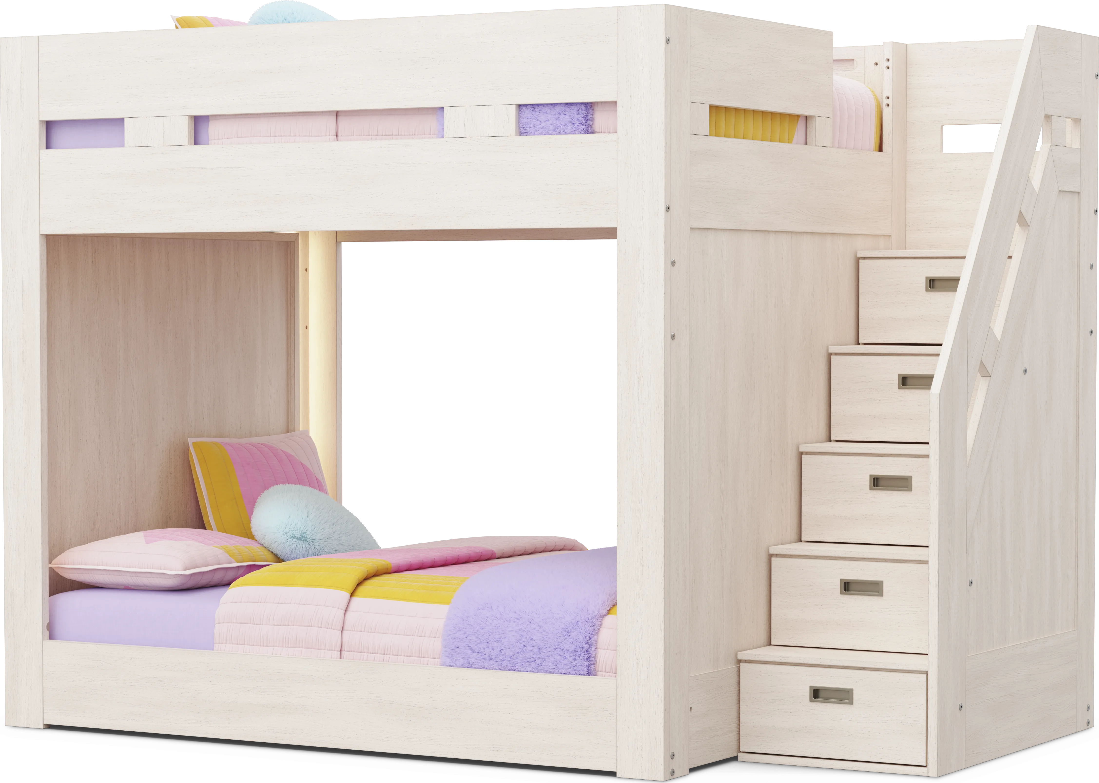 Kids Sierra Summit Linen Full/Full Step Bunk Bed with 2 Closed End Panels - Image 1