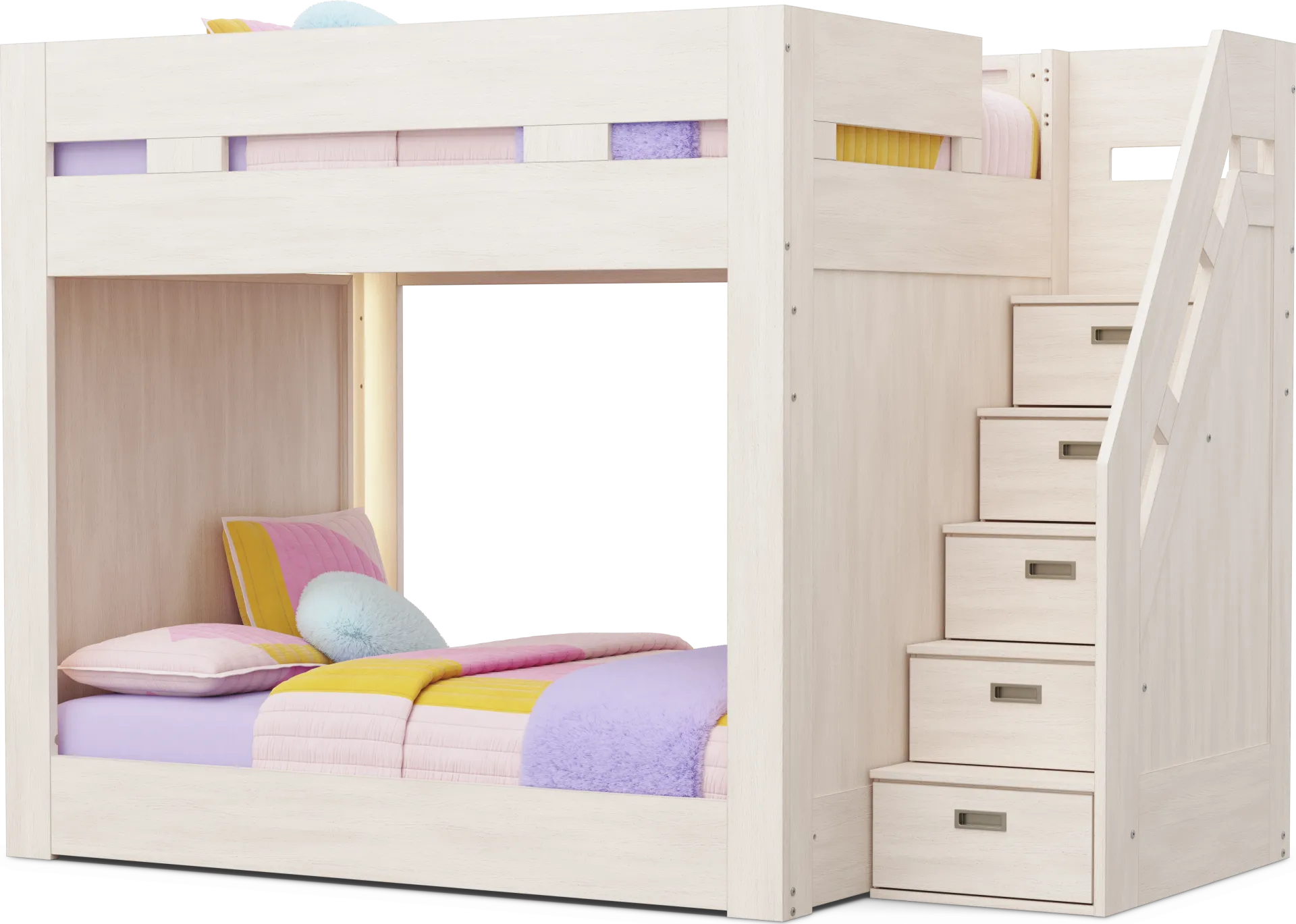 Kids Sierra Summit Linen Full/Full Step Bunk Bed with 2 Closed End Panels - Image 1