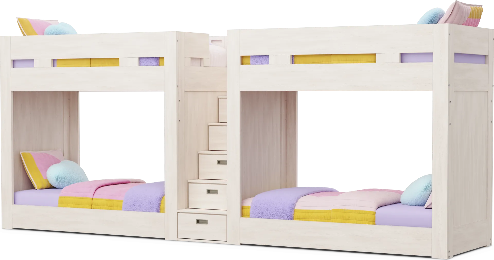 Kids Sierra Summit Linen Twin Double Length Quad Step Bunk Bed - Image 1