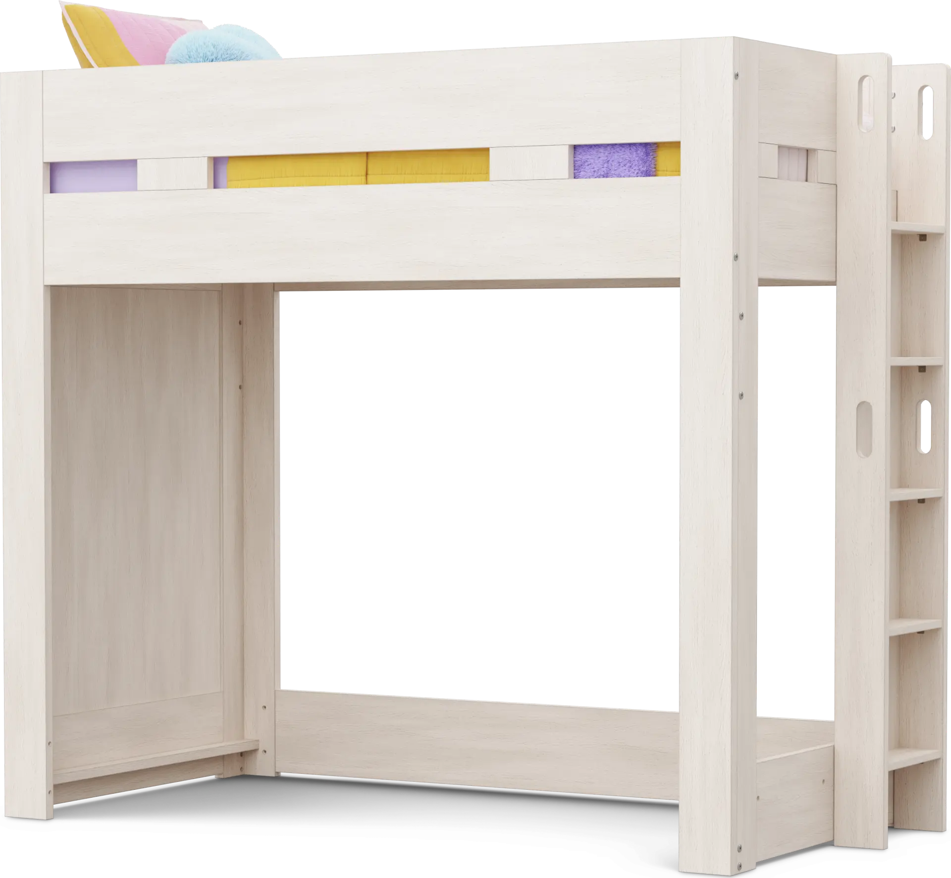 Kids Sierra Summit Linen Twin Loft Bed with 1 Closed End Panel