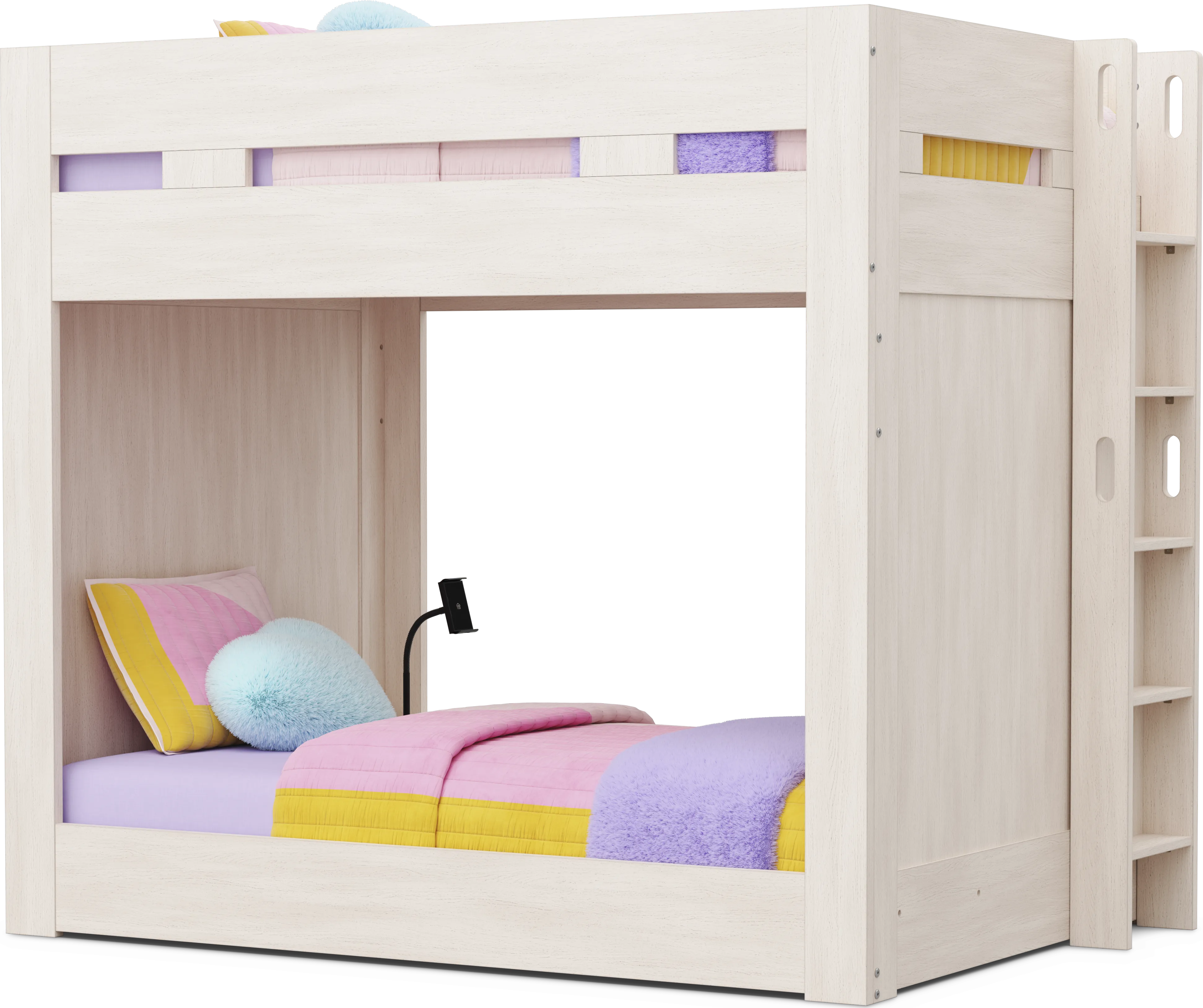 Kids Sierra Summit Linen Twin/Full Bunk Bed with Tech Console and 2 Closed End Panels - Thumbnail - Image 1