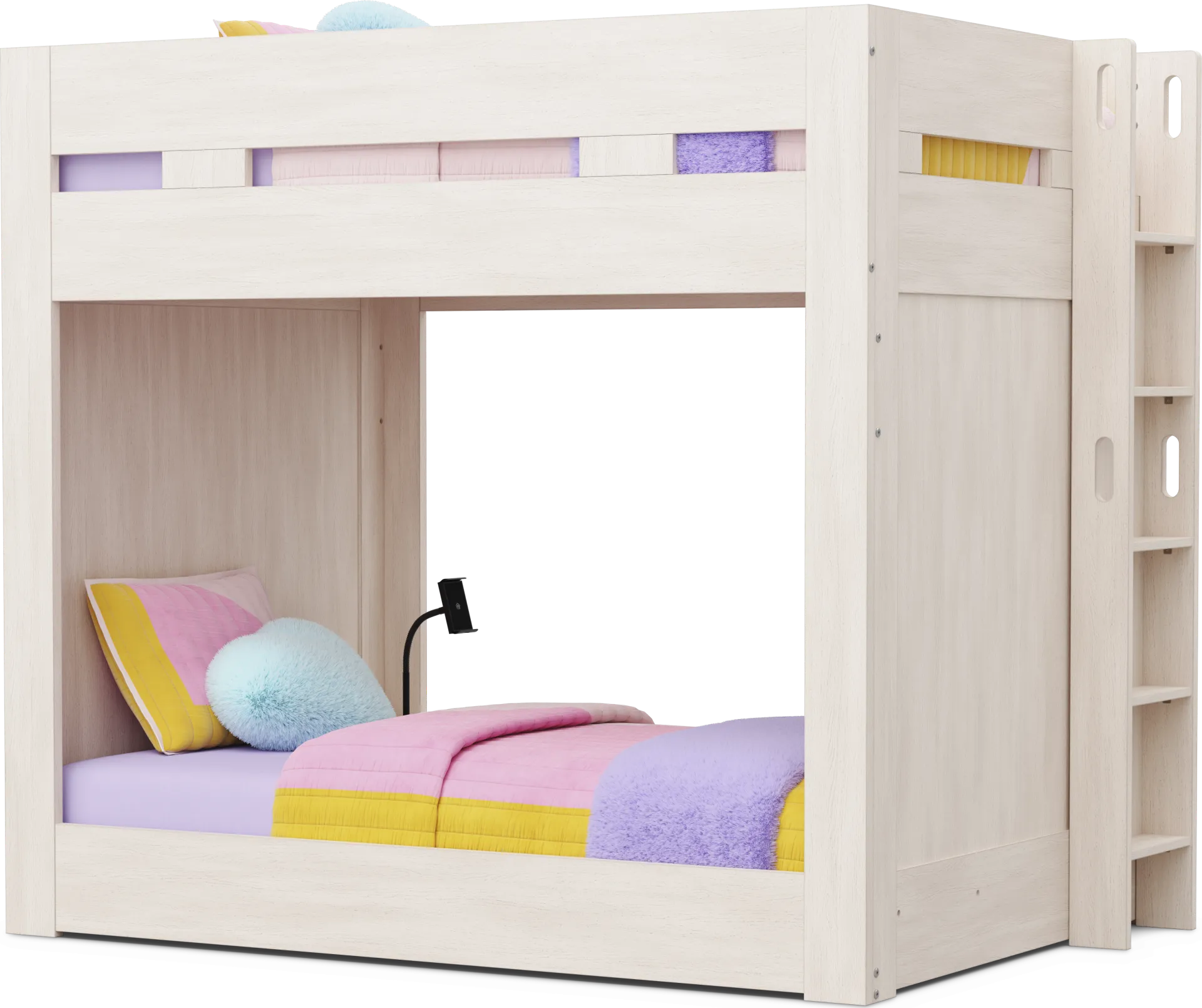 Kids Sierra Summit Linen Twin/Full Bunk Bed with Tech Console and 2 Closed End Panels - Image 1