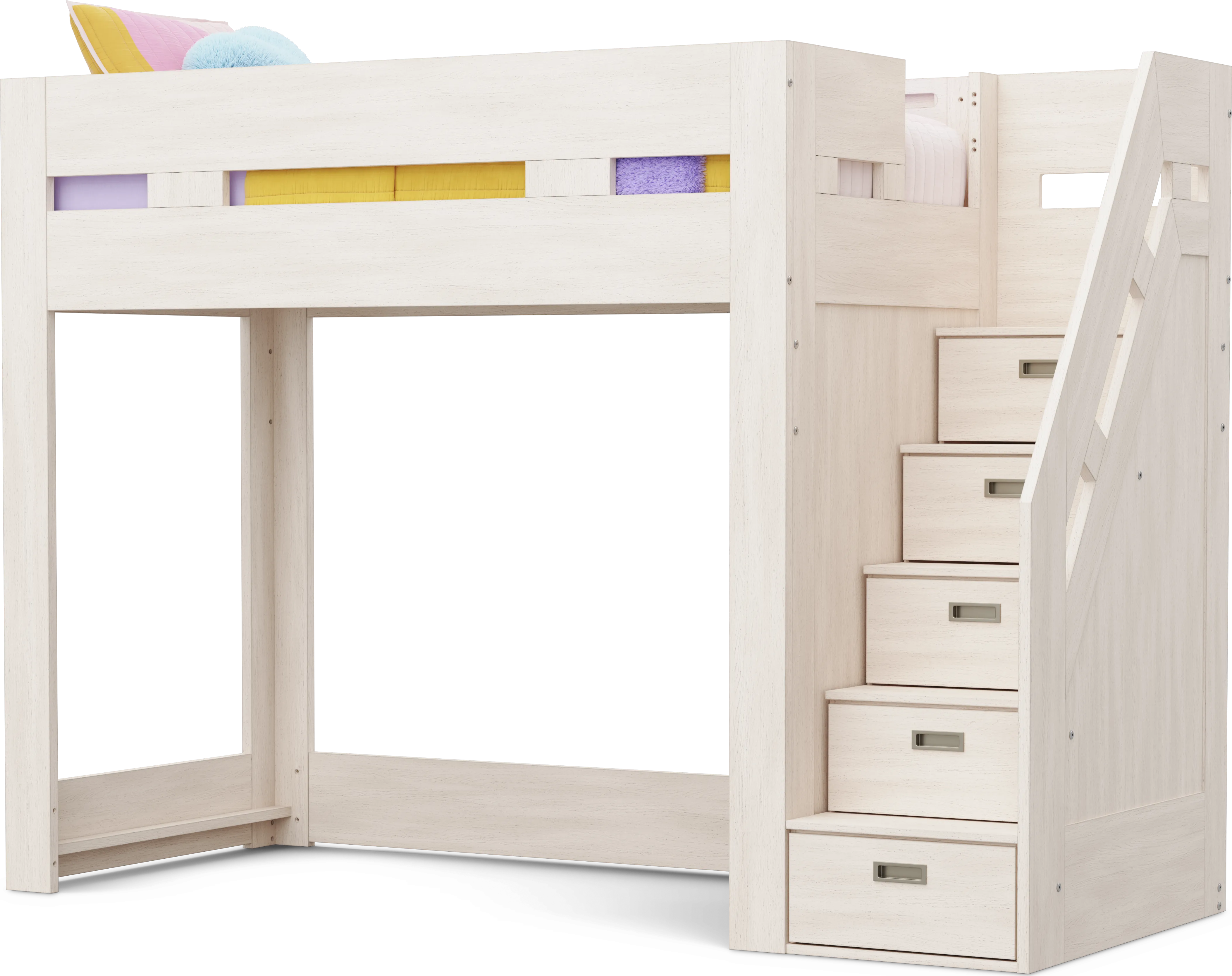 Kids Sierra Summit Linen Twin Step Loft Bed with 1 Closed End Panel - Thumbnail - Image 1