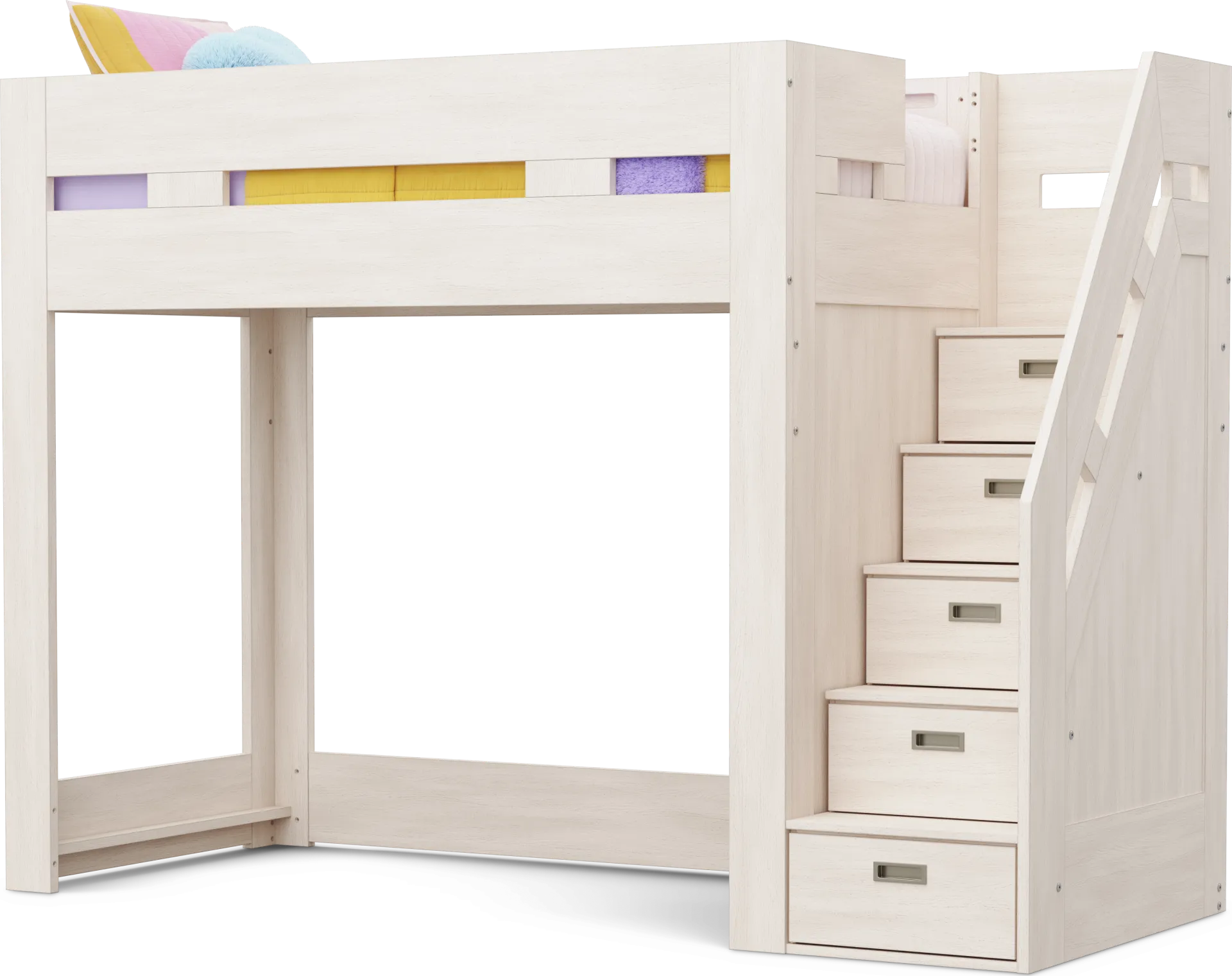Kids Sierra Summit Linen Twin Step Loft Bed with 1 Closed End Panel - Image 1