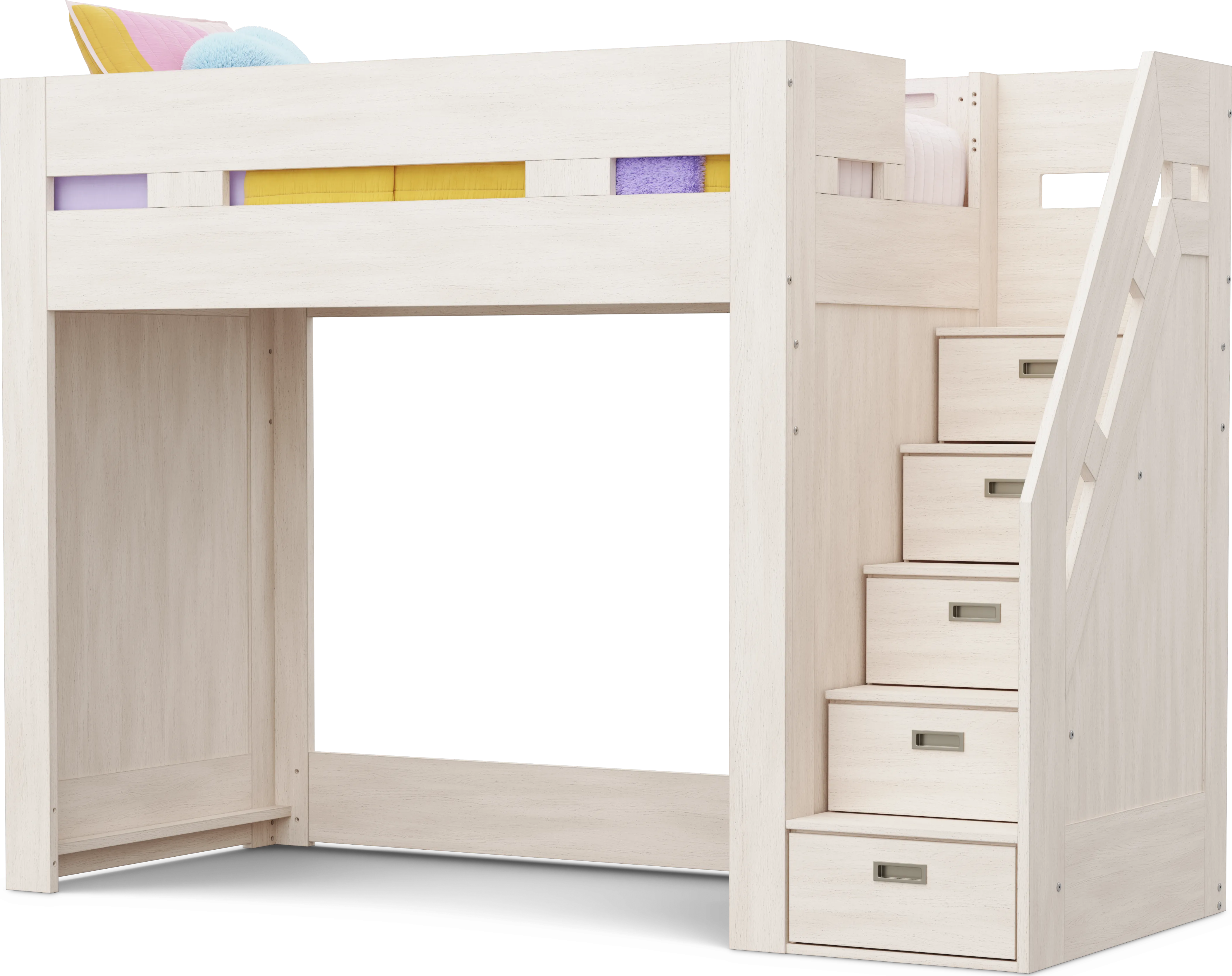 Kids Sierra Summit Linen Twin Step Loft Bed with 2 Closed End Panels - Thumbnail - Image 1