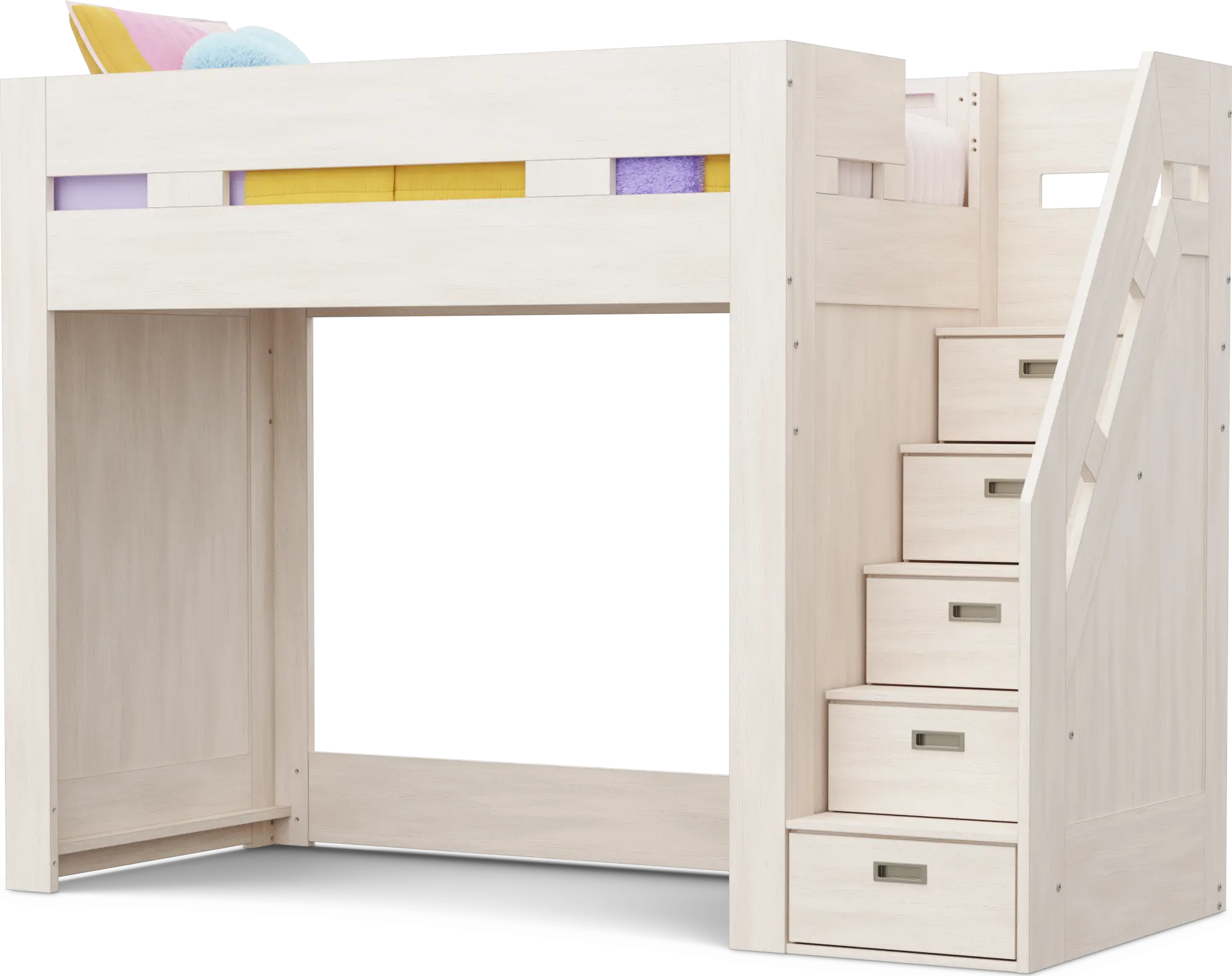 Kids Sierra Summit Linen Twin Step Loft Bed with 2 Closed End Panels