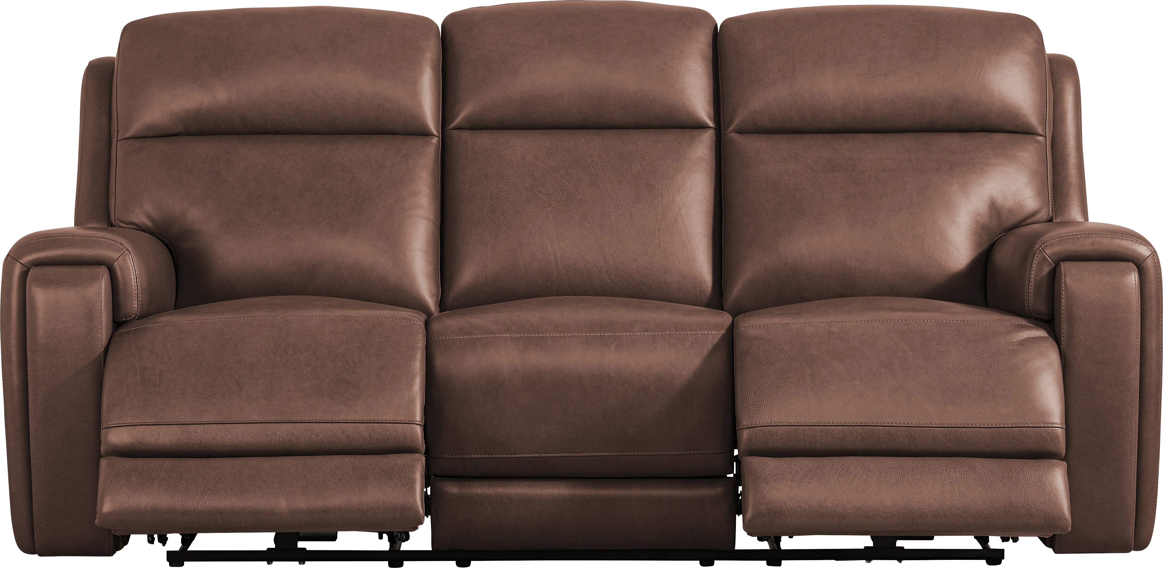 Genesis Brown Leather 2 Pc Reclining Living Room with Dual Power Reclining Sofa - Image 2