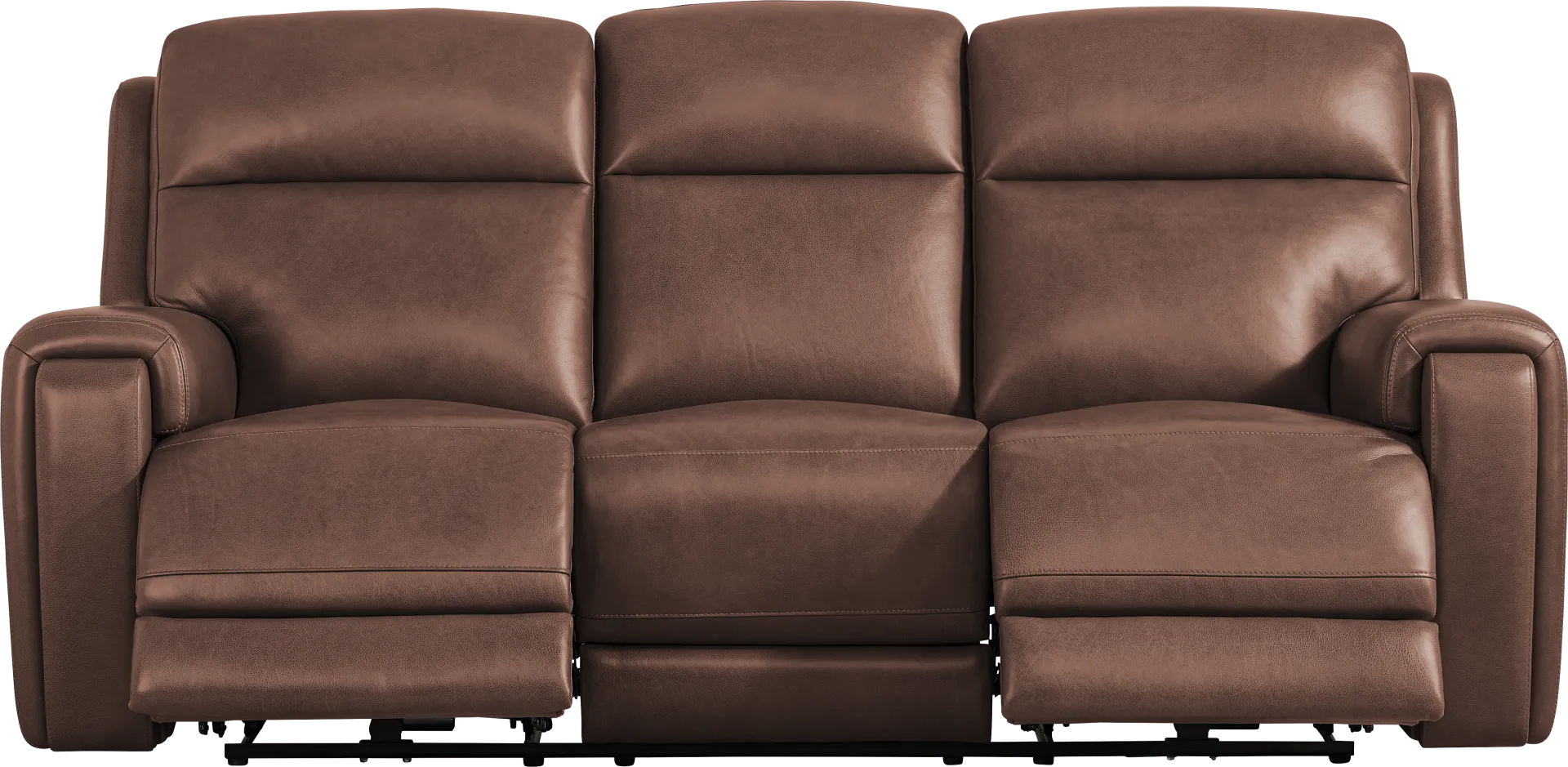Genesis Brown Leather 2 Pc Reclining Living Room with Dual Power Reclining Sofa - Image 2