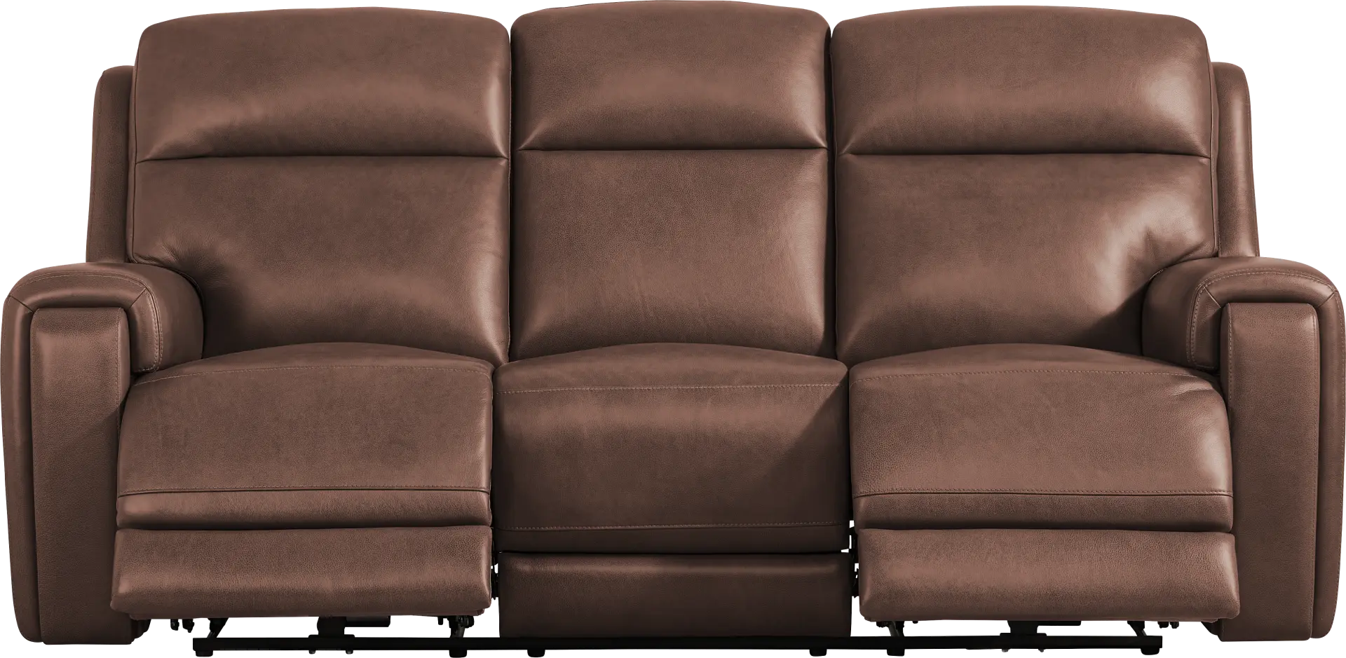 Genesis Brown Leather Dual Power Reclining Sofa