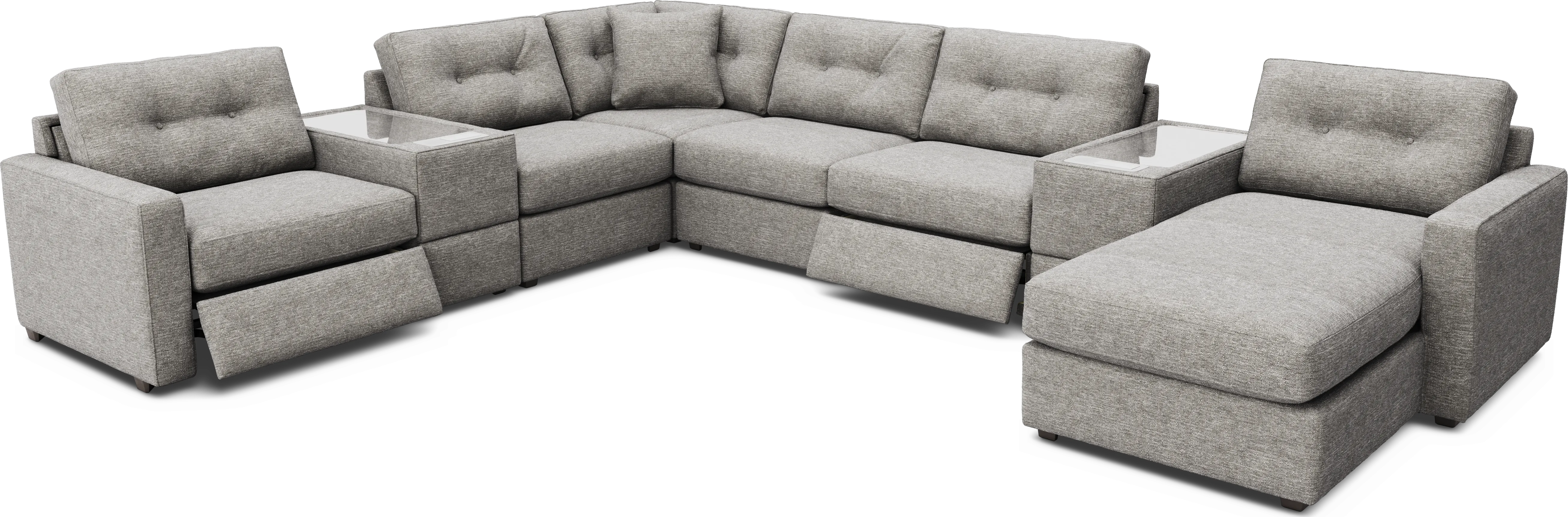 Gray 8 Pc Power Reclining ModularOne with Media Consoles - Thumbnail - Image 1