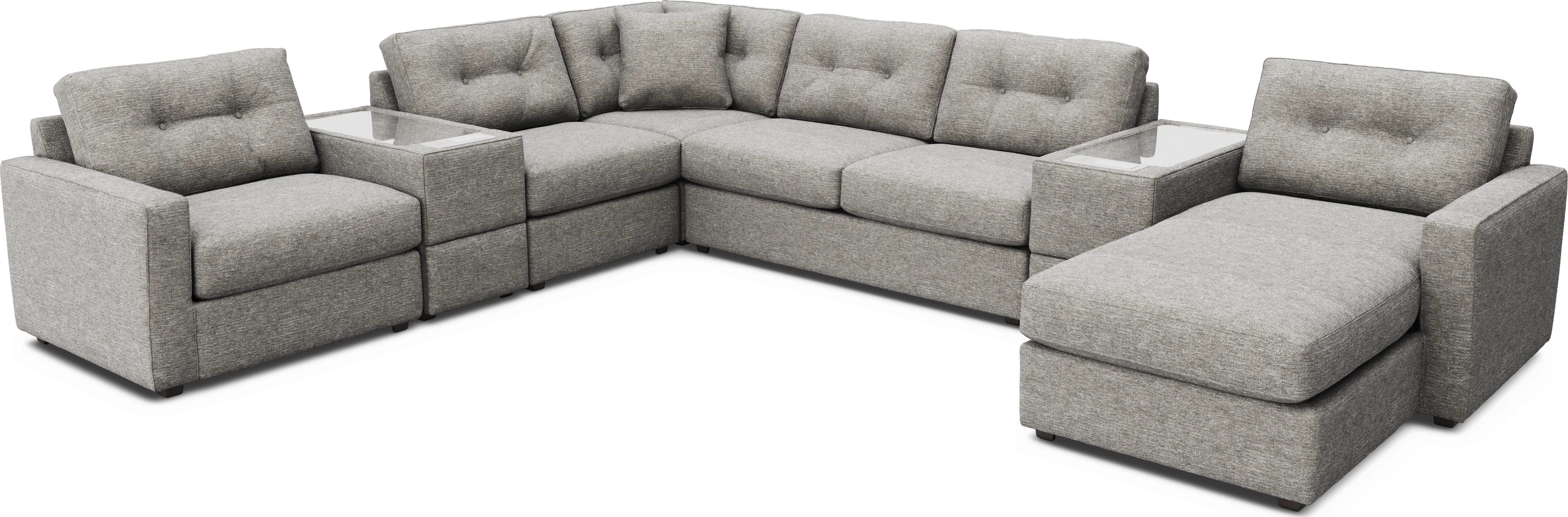Gray 7 Pc ModularOne Sleeper with Media Consoles - Thumbnail - Image 1