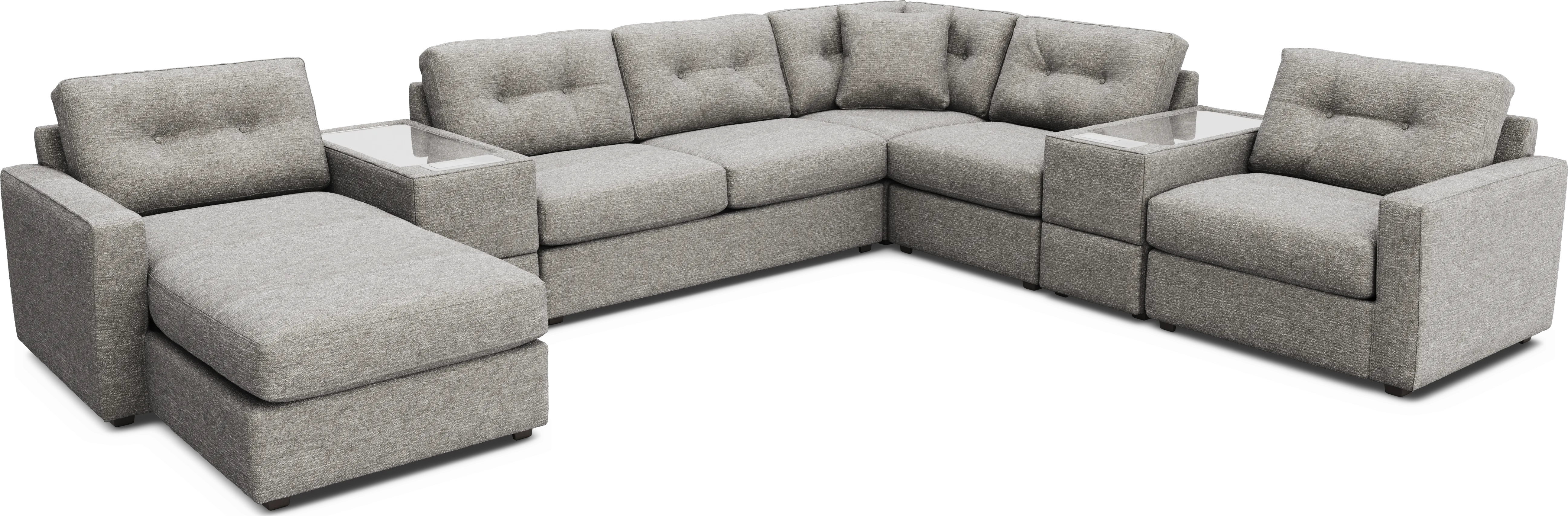 Gray 7 Pc ModularOne Sleeper with Media Consoles - Thumbnail - Image 1