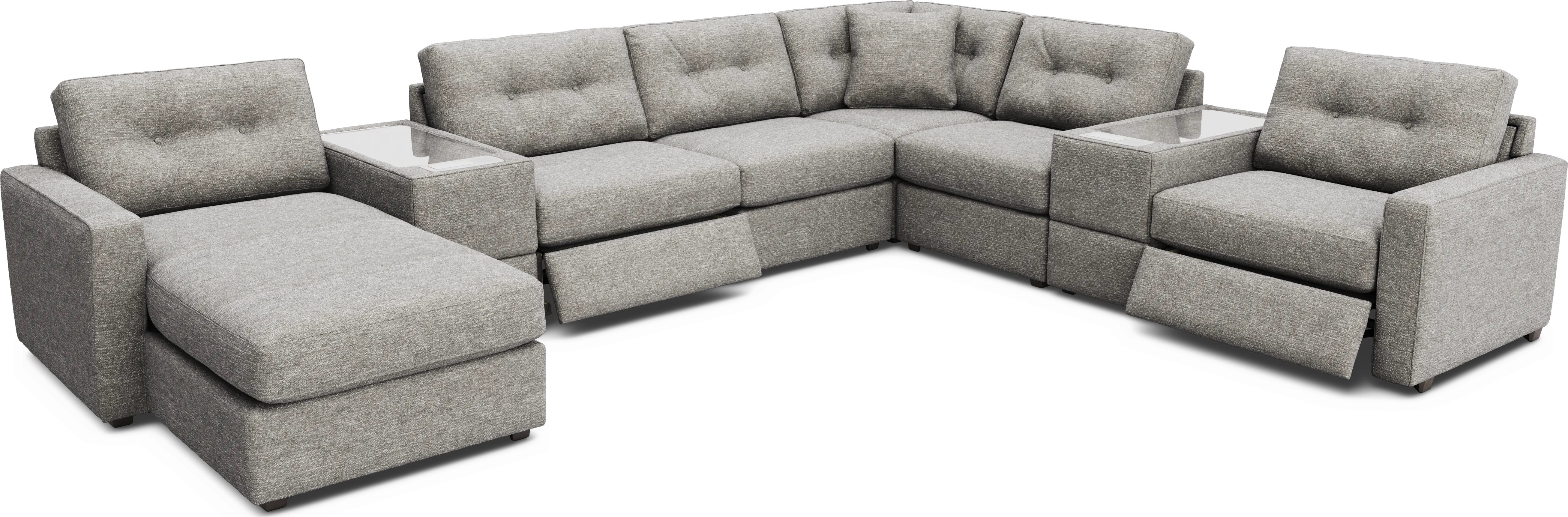 Gray 8 Pc Power Reclining ModularOne with Media Consoles - Thumbnail - Image 1