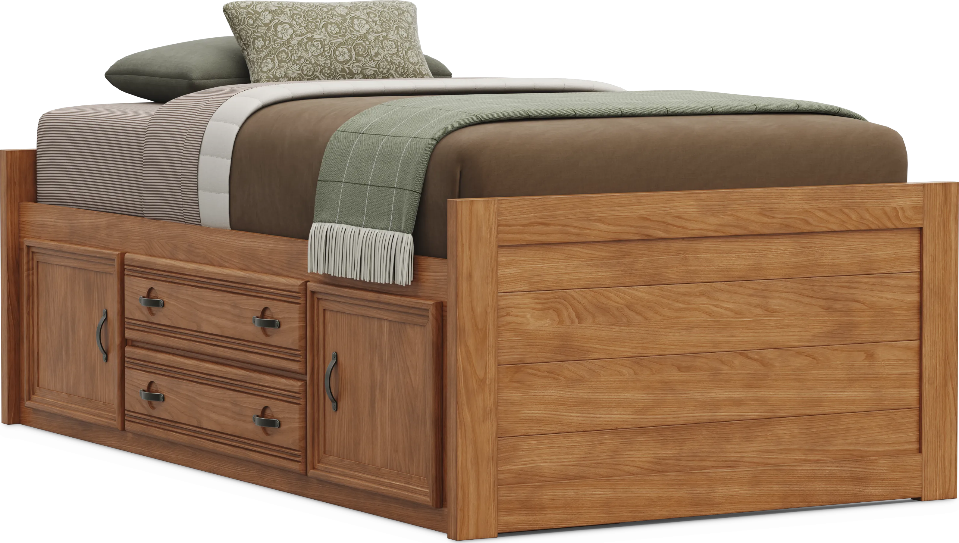 Kids Creekside 3.0 Chestnut Color Twin Low Profile Bed with Storage Side Rail - Thumbnail - Image 1