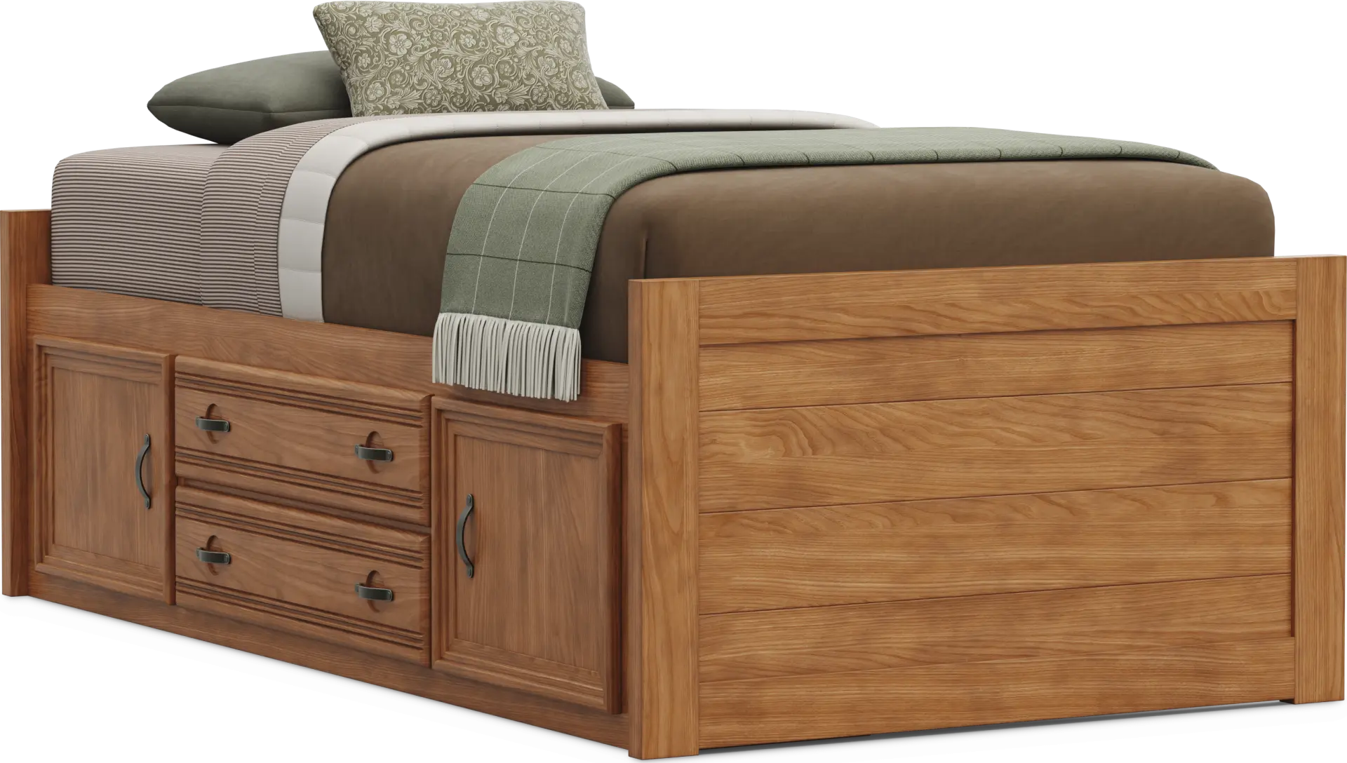Kids Creekside 3.0 Chestnut Color Twin Low Profile Bed with Storage Side Rail