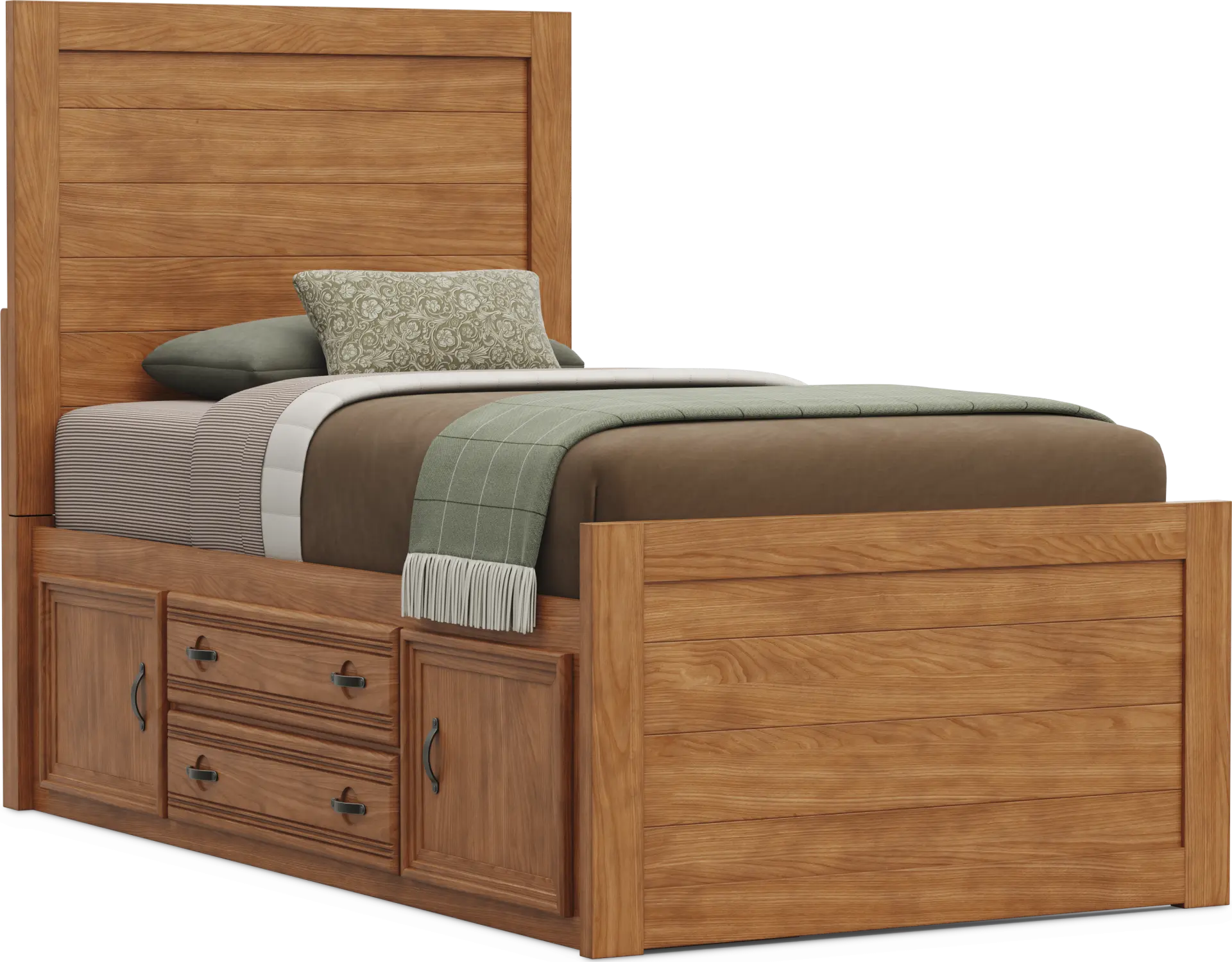 Kids Creekside 3.0 Chestnut Color Twin Panel Bed with Storage Side Rail