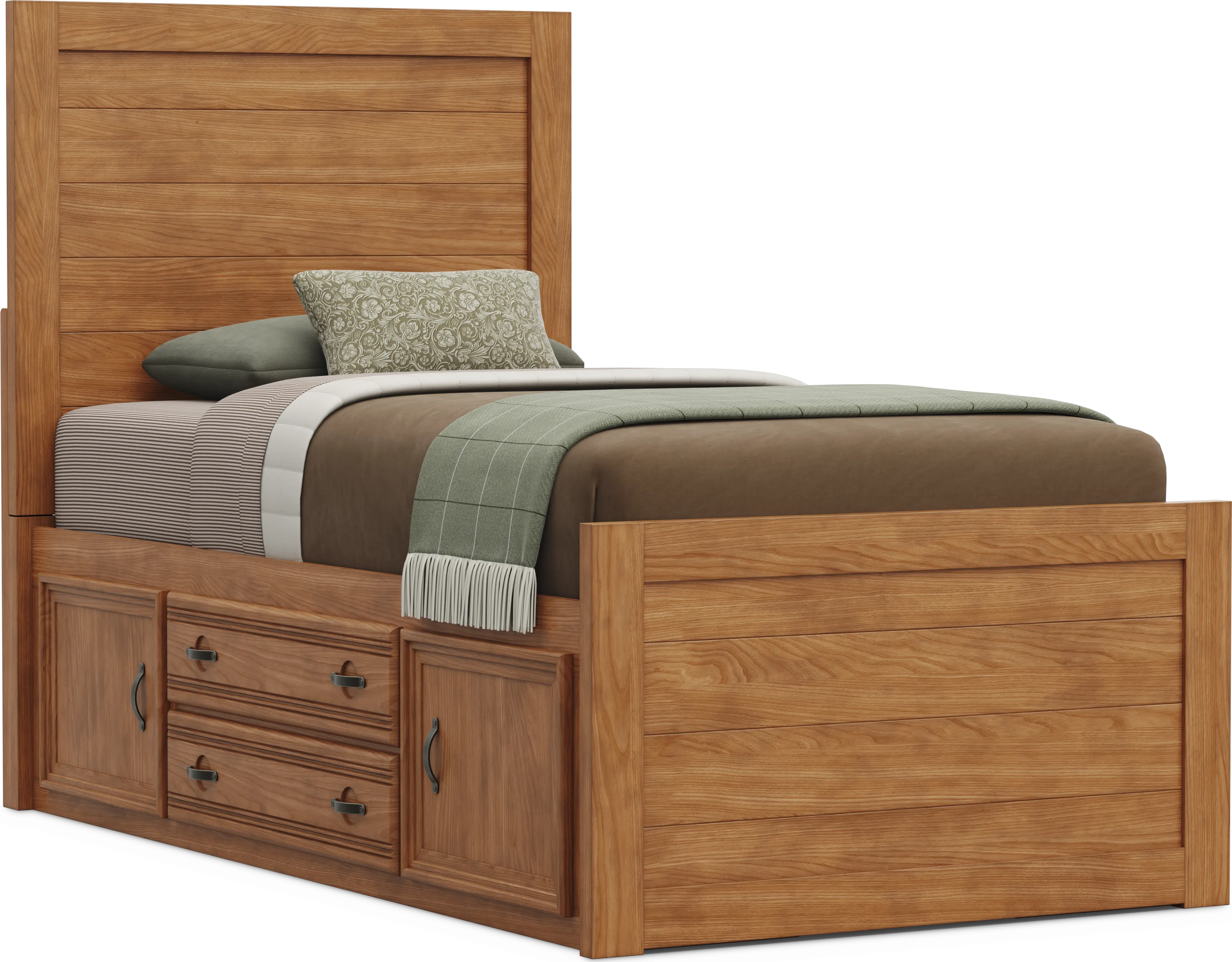 Kids Creekside 3.0 Chestnut Color Twin Panel Bed with 2 Storage Side Rails - Thumbnail - Image 1
