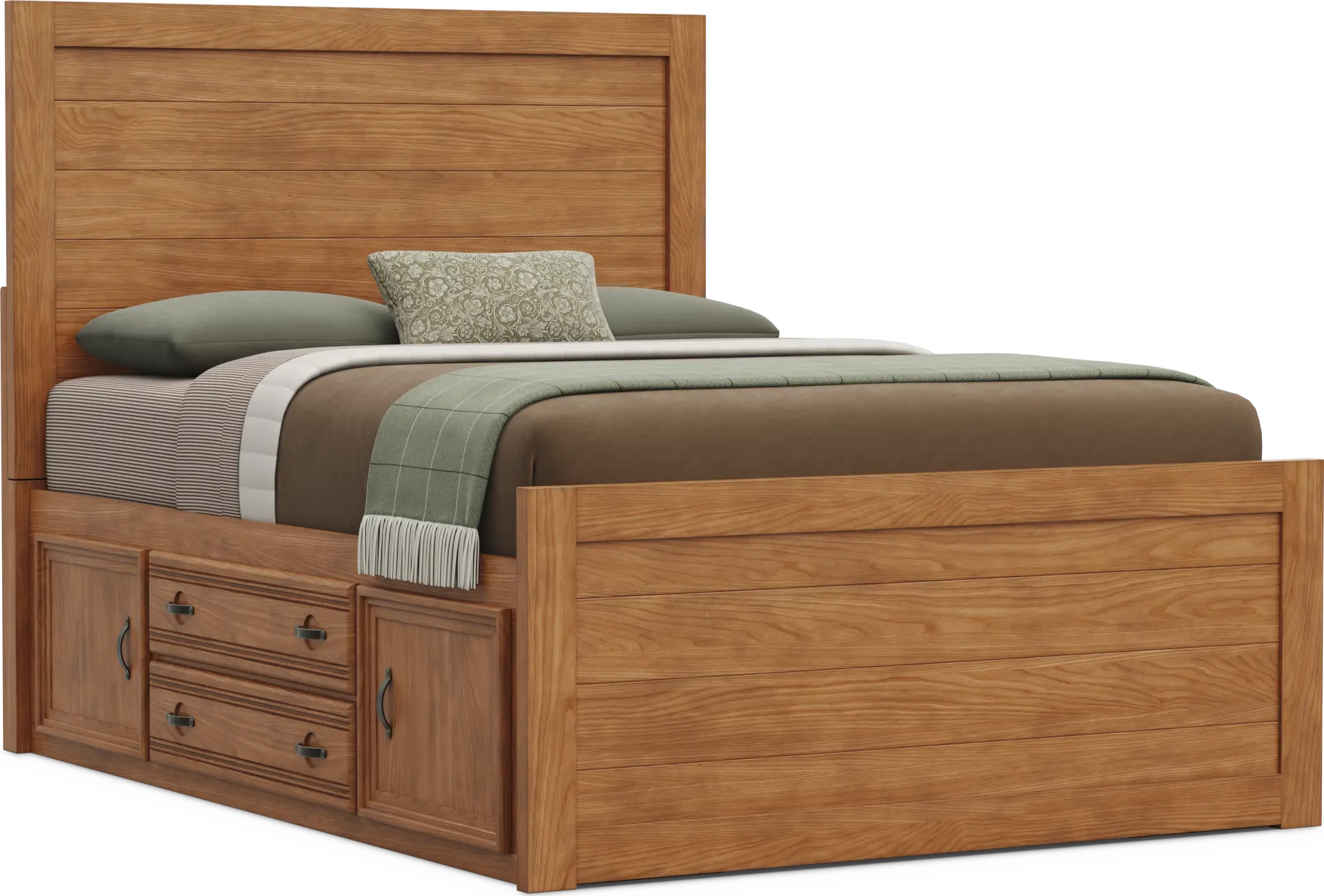 Kids Creekside 3.0 Chestnut Color Full Panel Bed with 2 Storage Side Rails