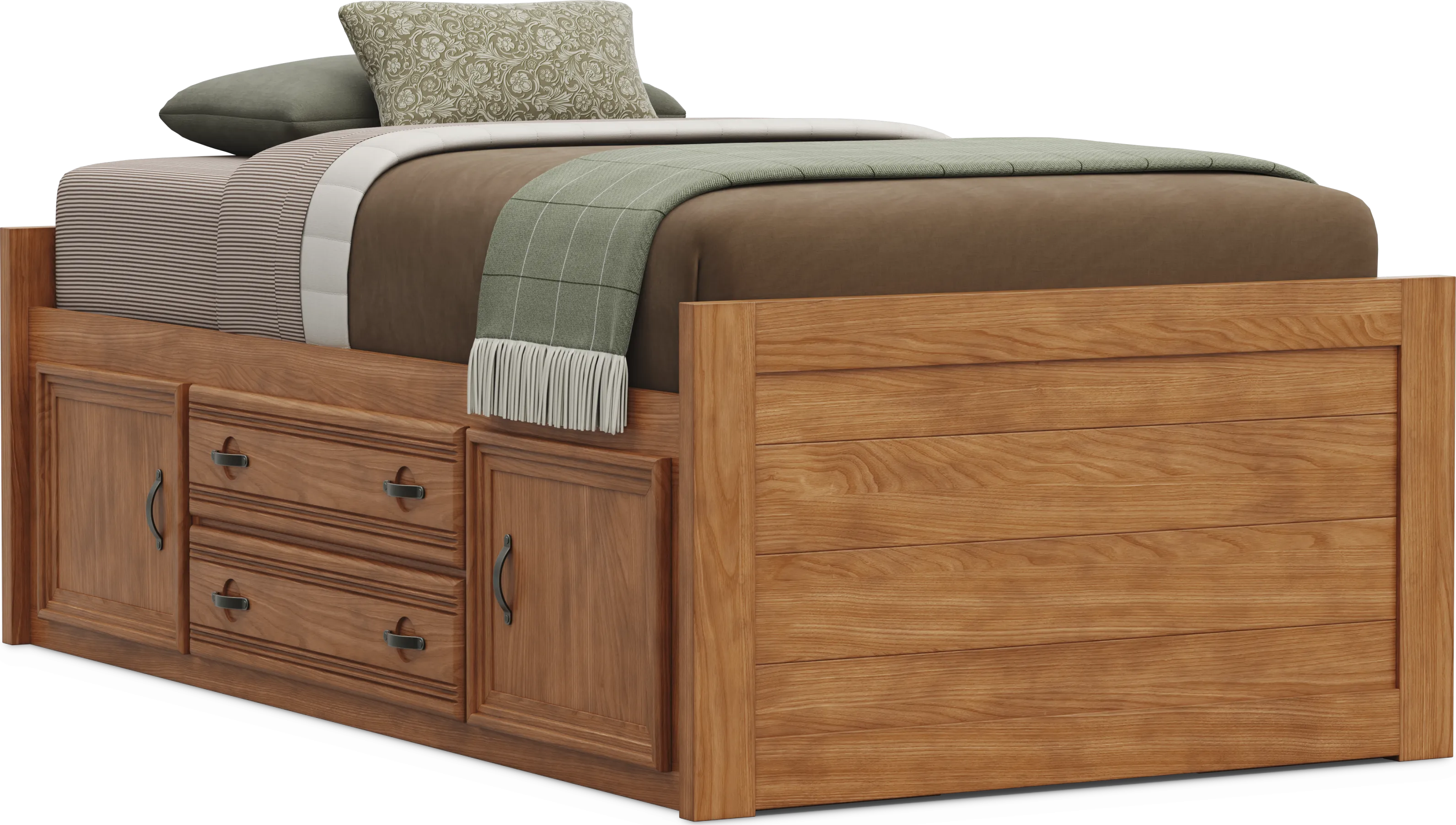 Kids Creekside 3.0 Chestnut Color Twin Low Profile Bed with 2 Storage Side Rails - Thumbnail - Image 1
